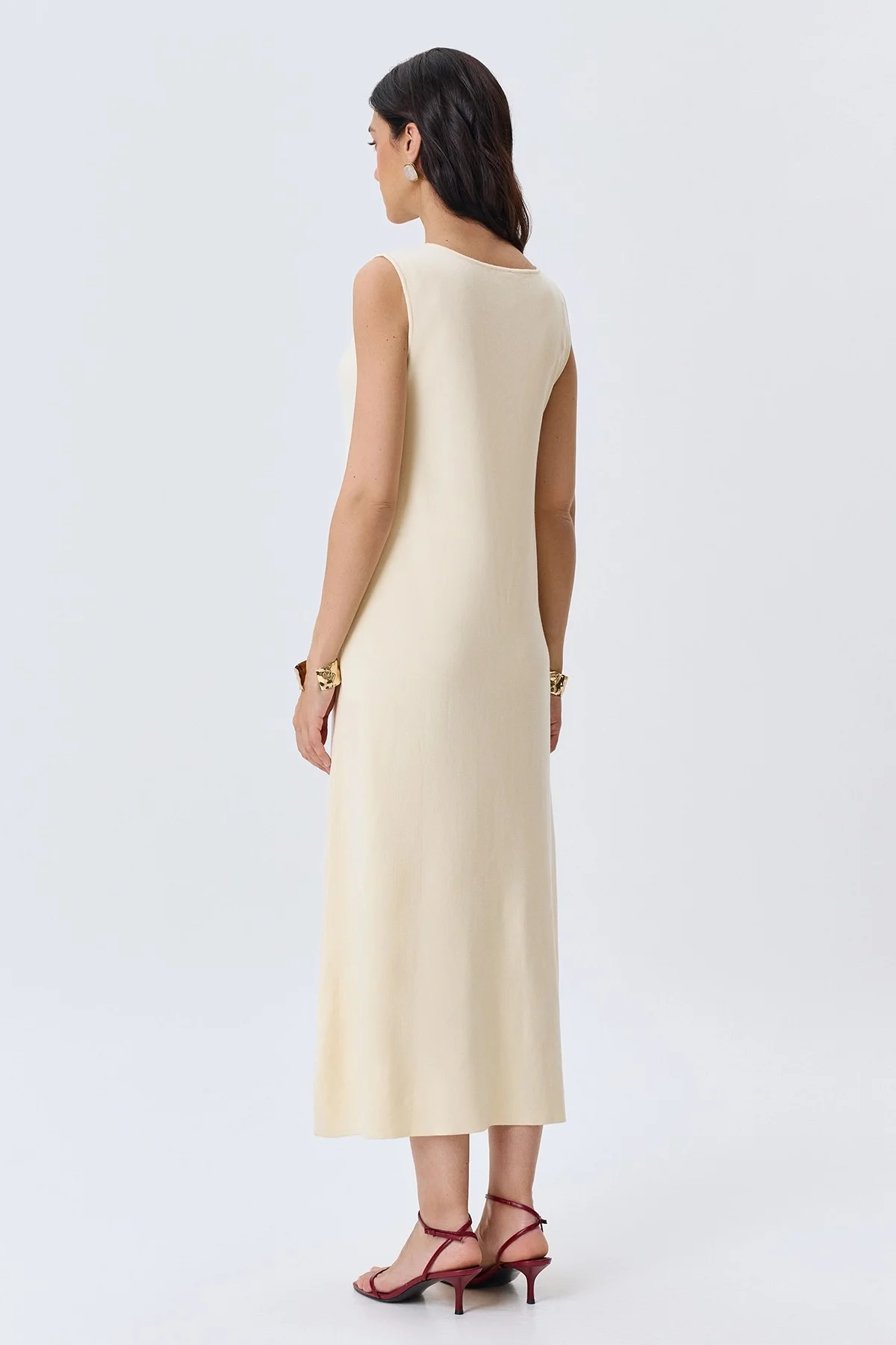 Молочное вязаное платье из лиоцелла, 44