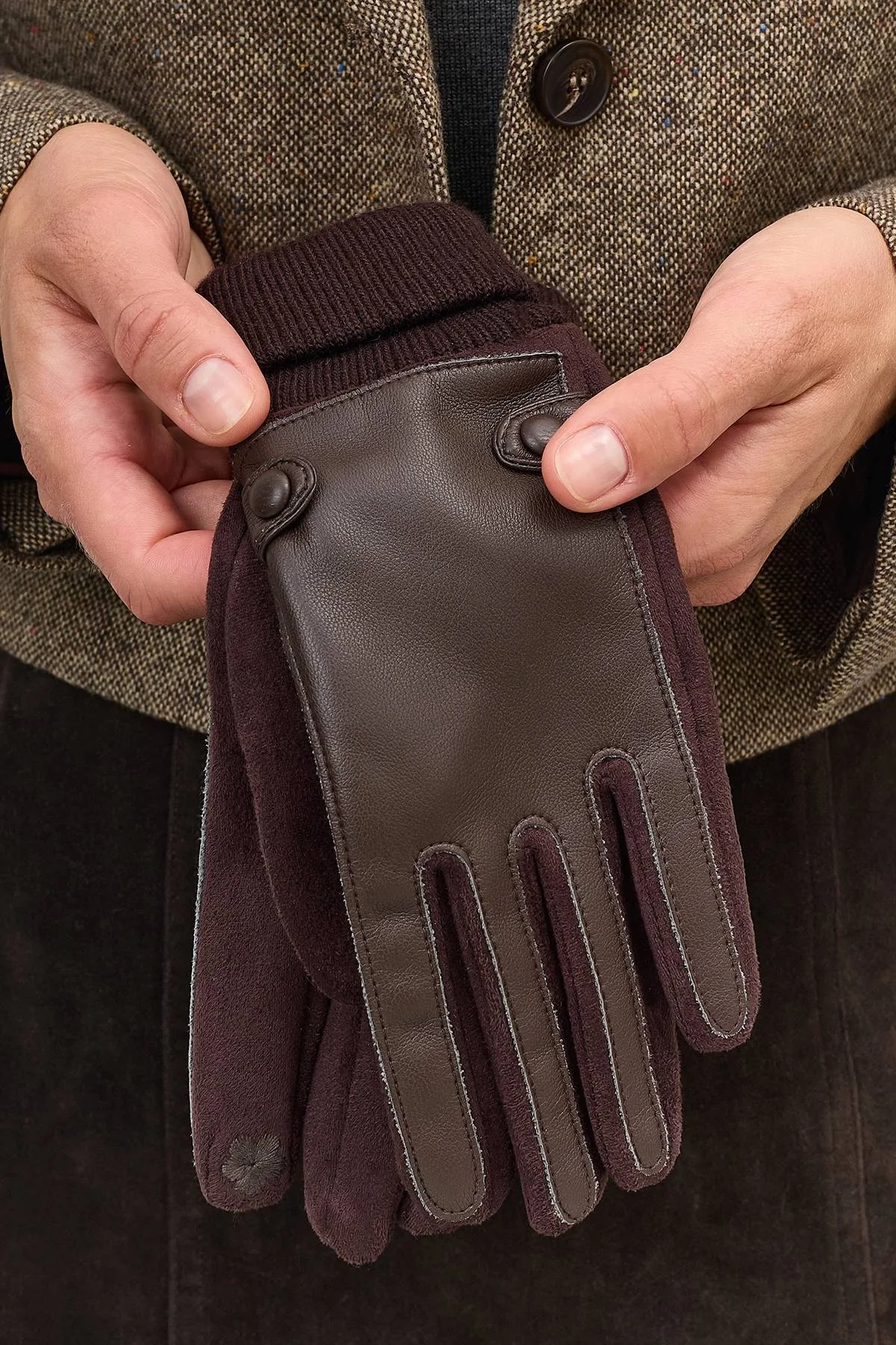 Комбинированные перчатки в байкерском стиле, One