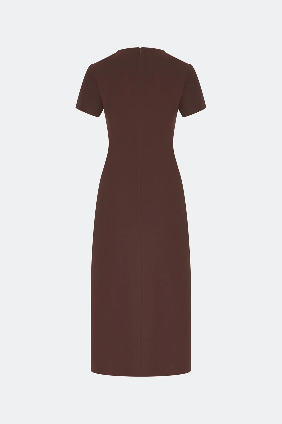 Коричневое базовое платье из смесовой вискозы, 48