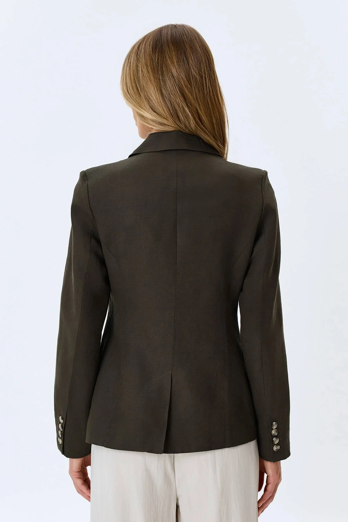 Двубортный льняной жакет, 44