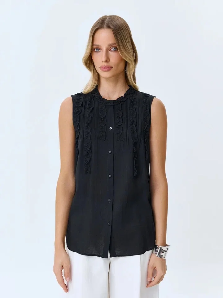 Блузка топ с романтичными рюшами, 46