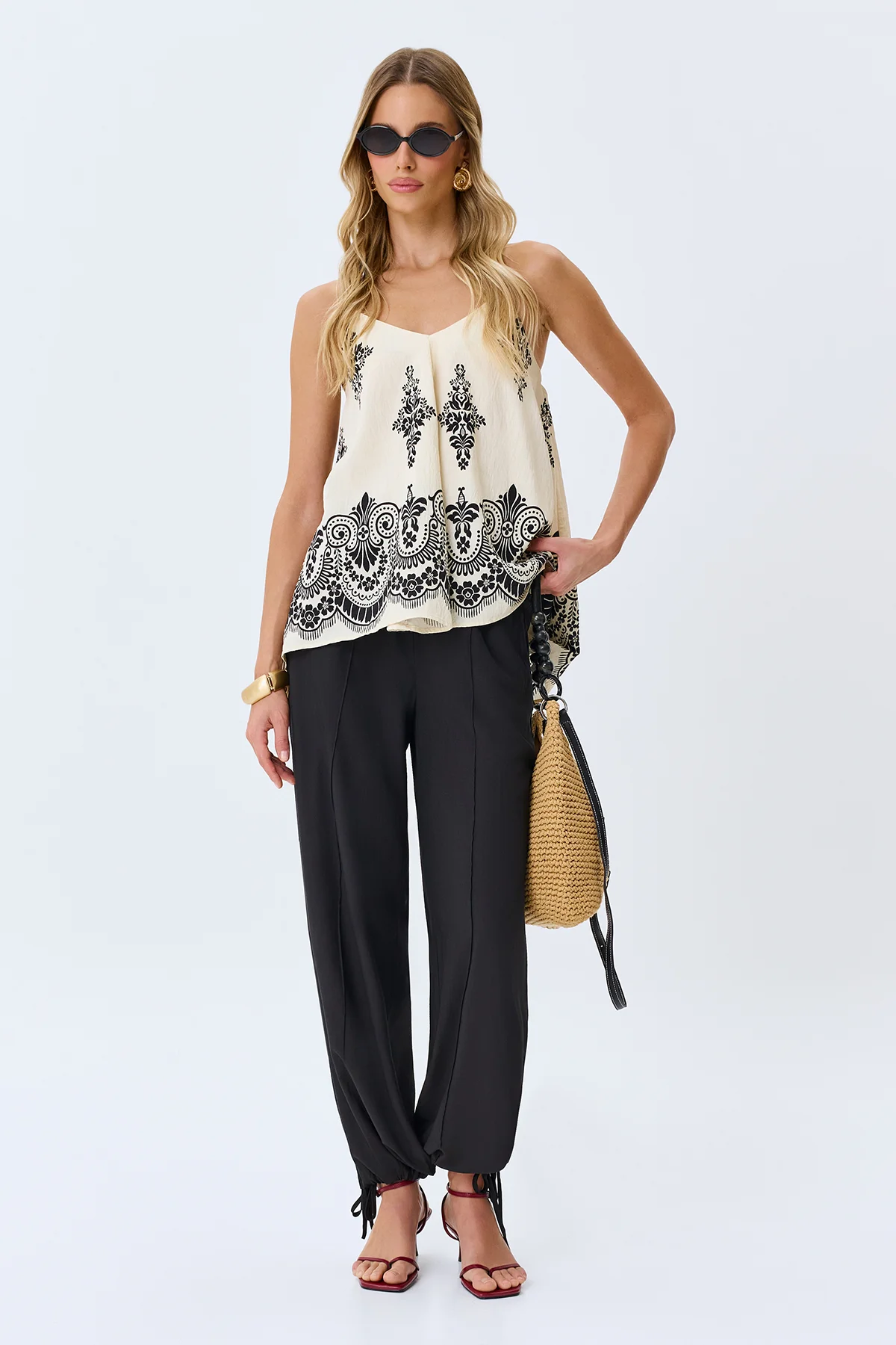 Легкие брюки с кулиской по низу, 44