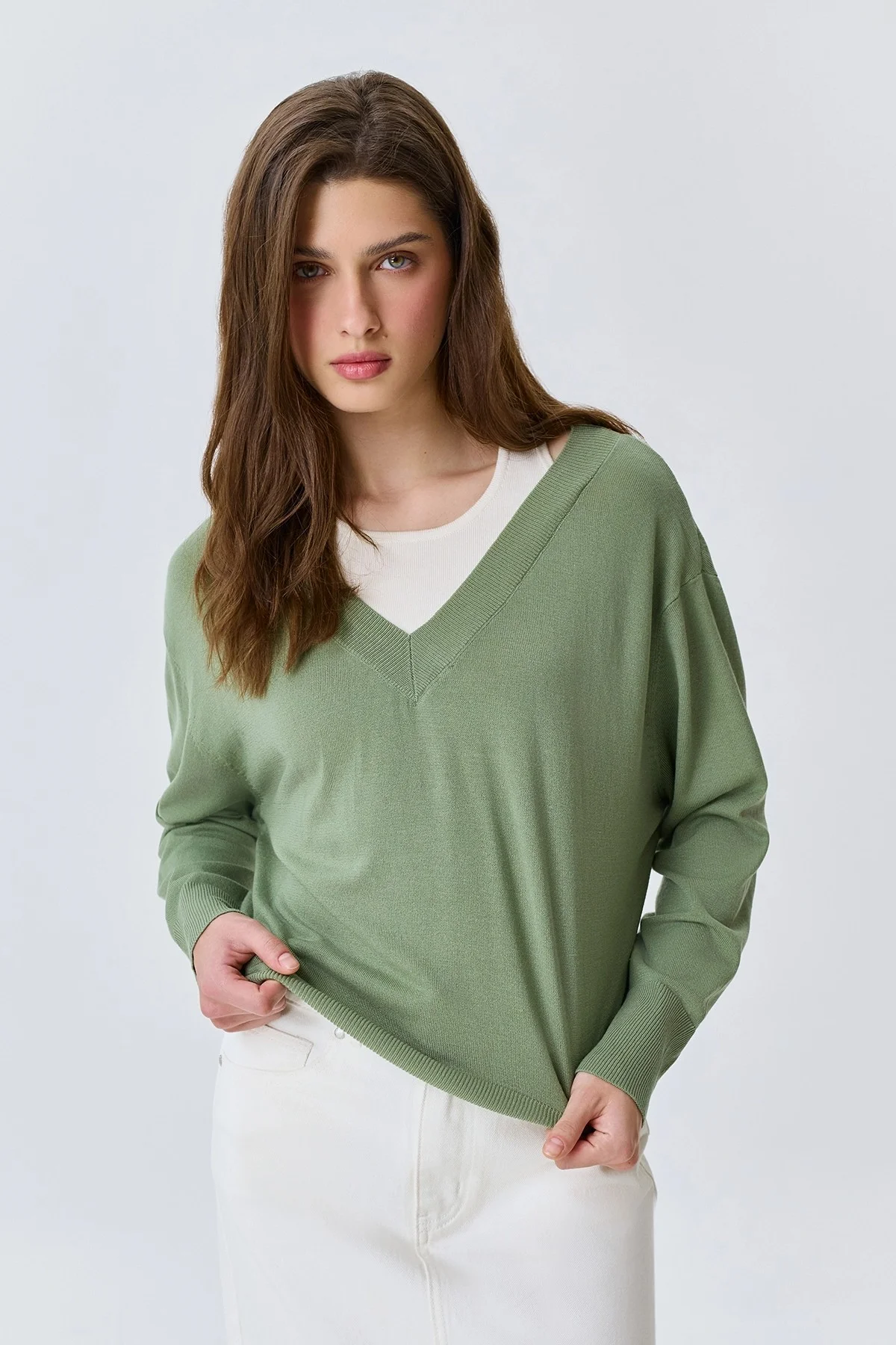 Джемпер с имитацией многослойности, 42