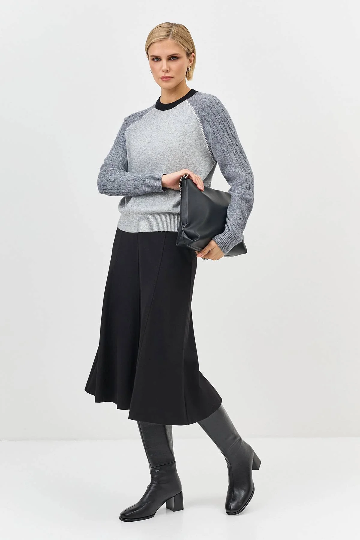 Джемпер в стиле color block с шерстью, 36