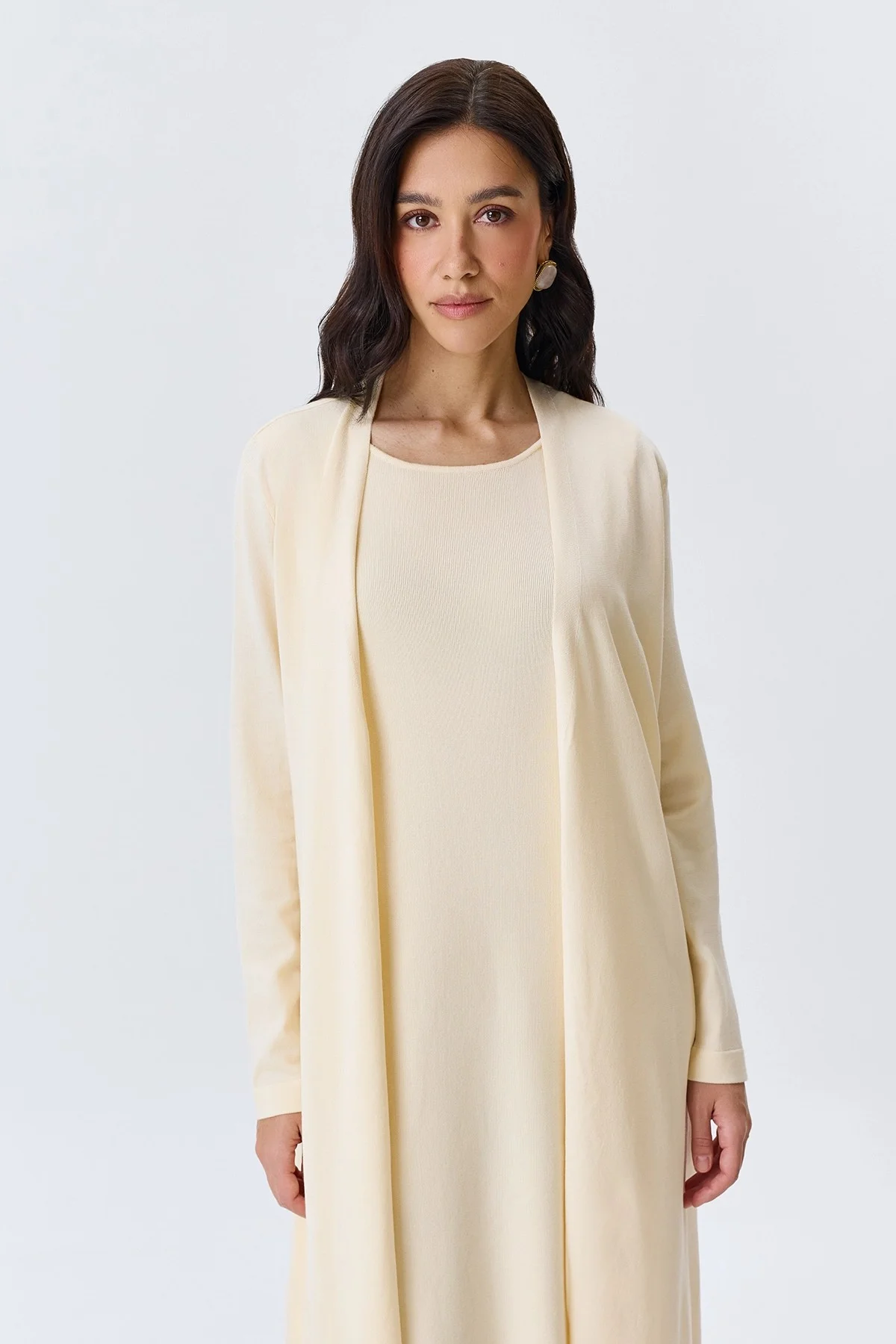 Молочный вязаный кардиган из лиоцелла, 50