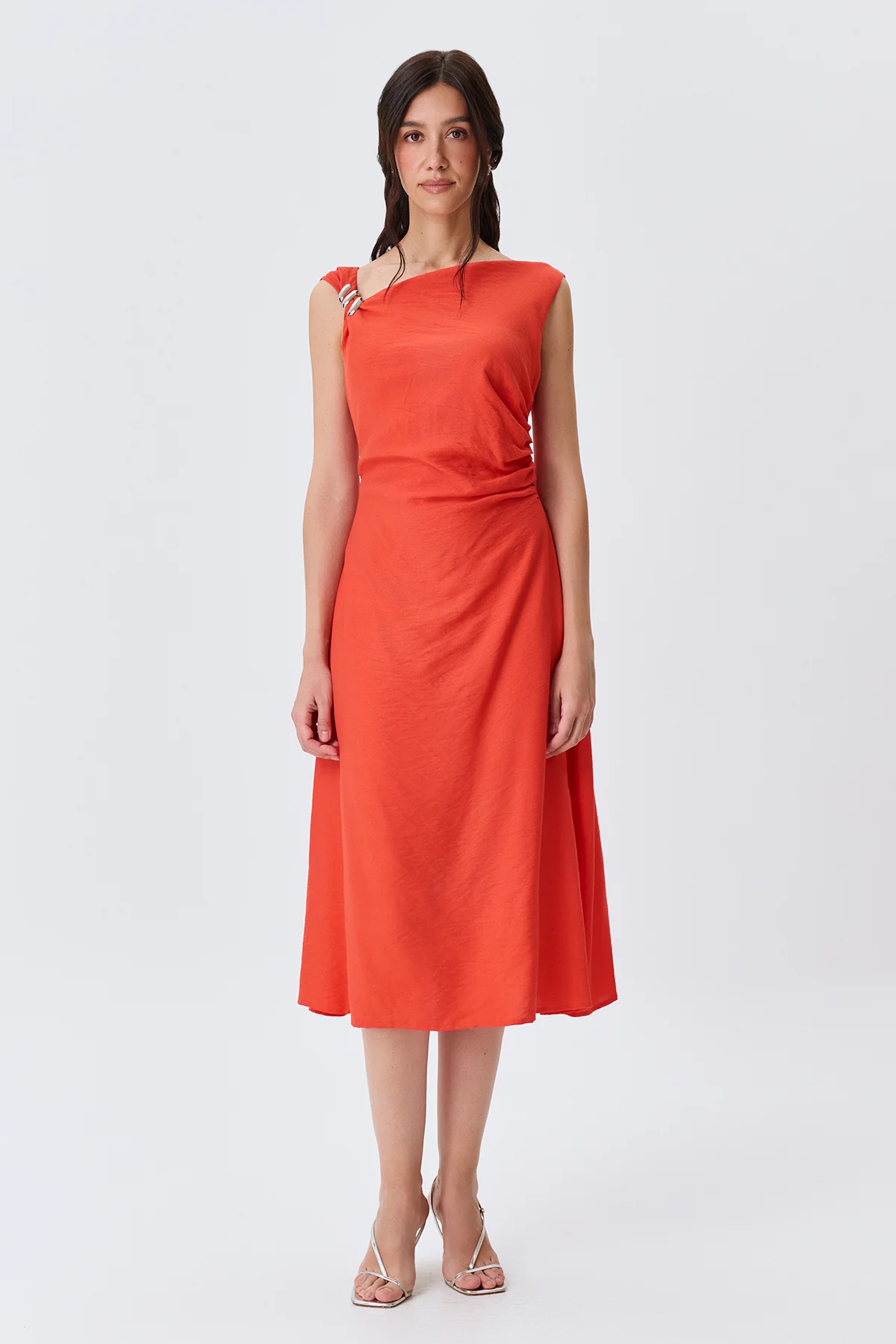 Платье-миди с асимметричным вырезом, 42