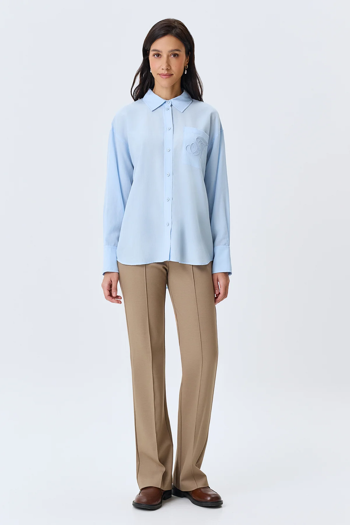 Брюки из джерси с простроченными стрелками, 48