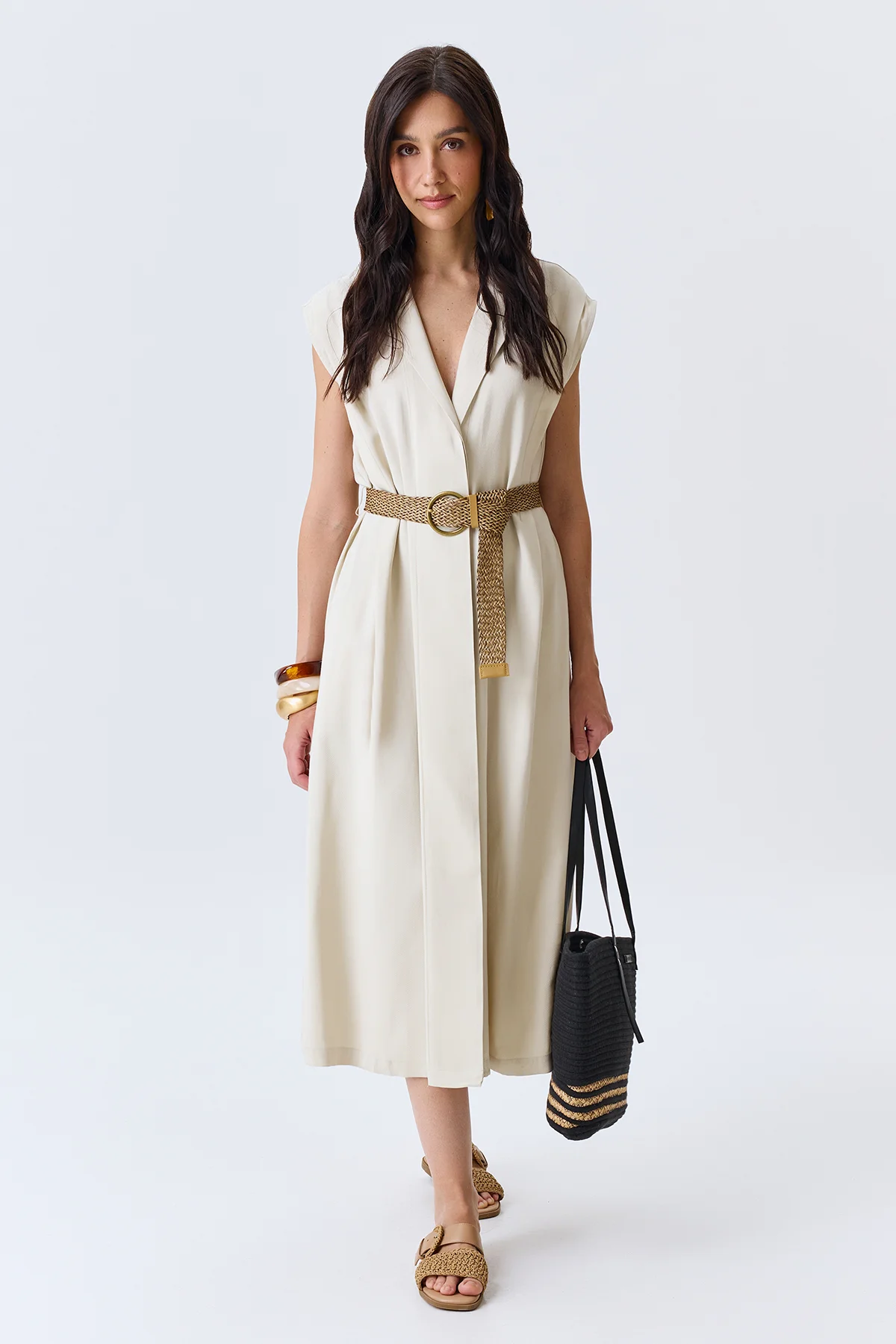 Платье-миди с акцентным поясом, 52