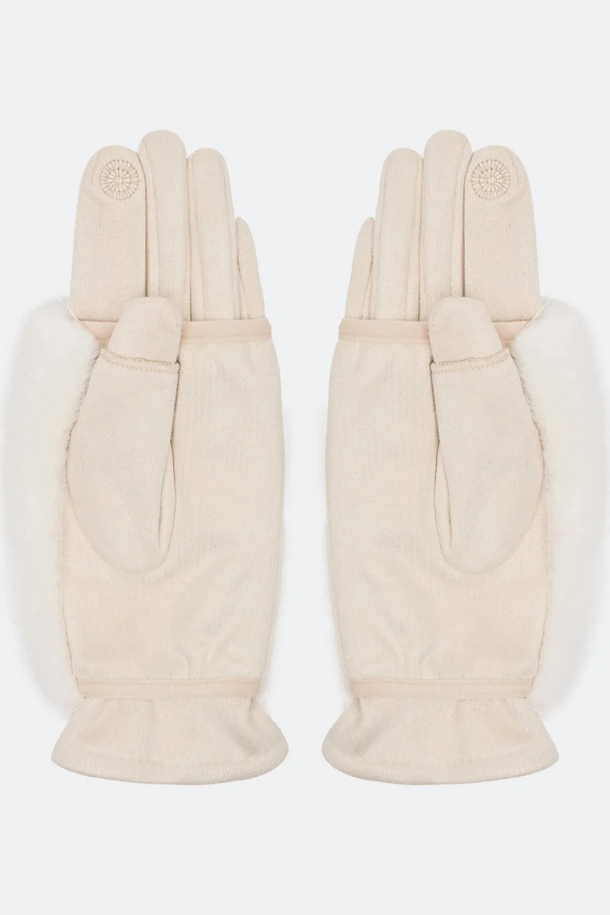 Белые теплые сенсорные перчатки  с митенками, One