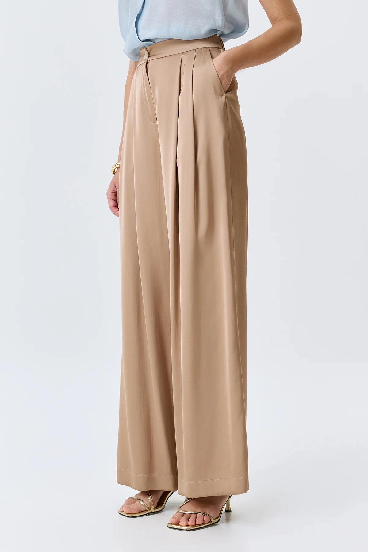 Сатиновые брюки палаццо, 50