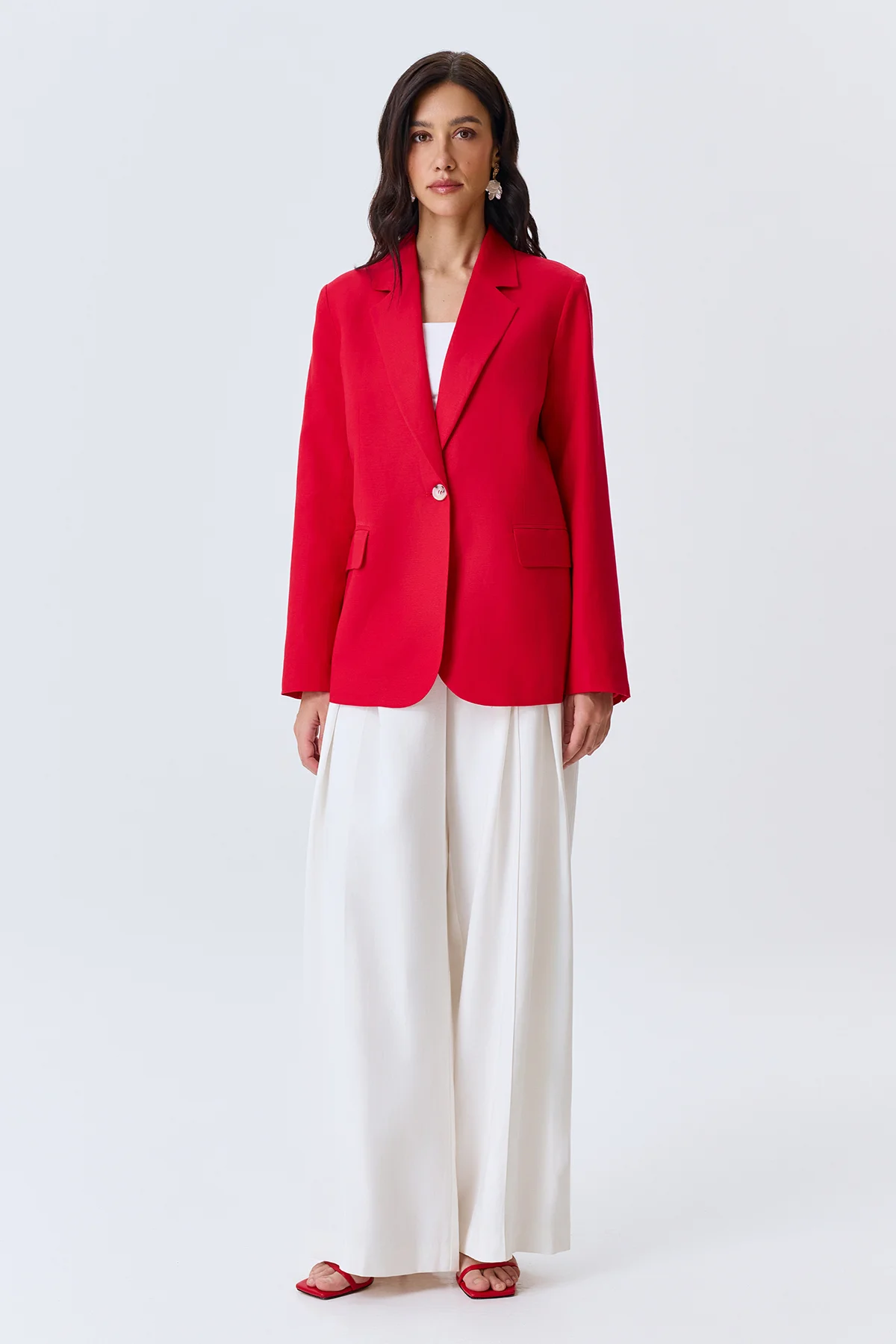 Льняной однобортный жакет, 46