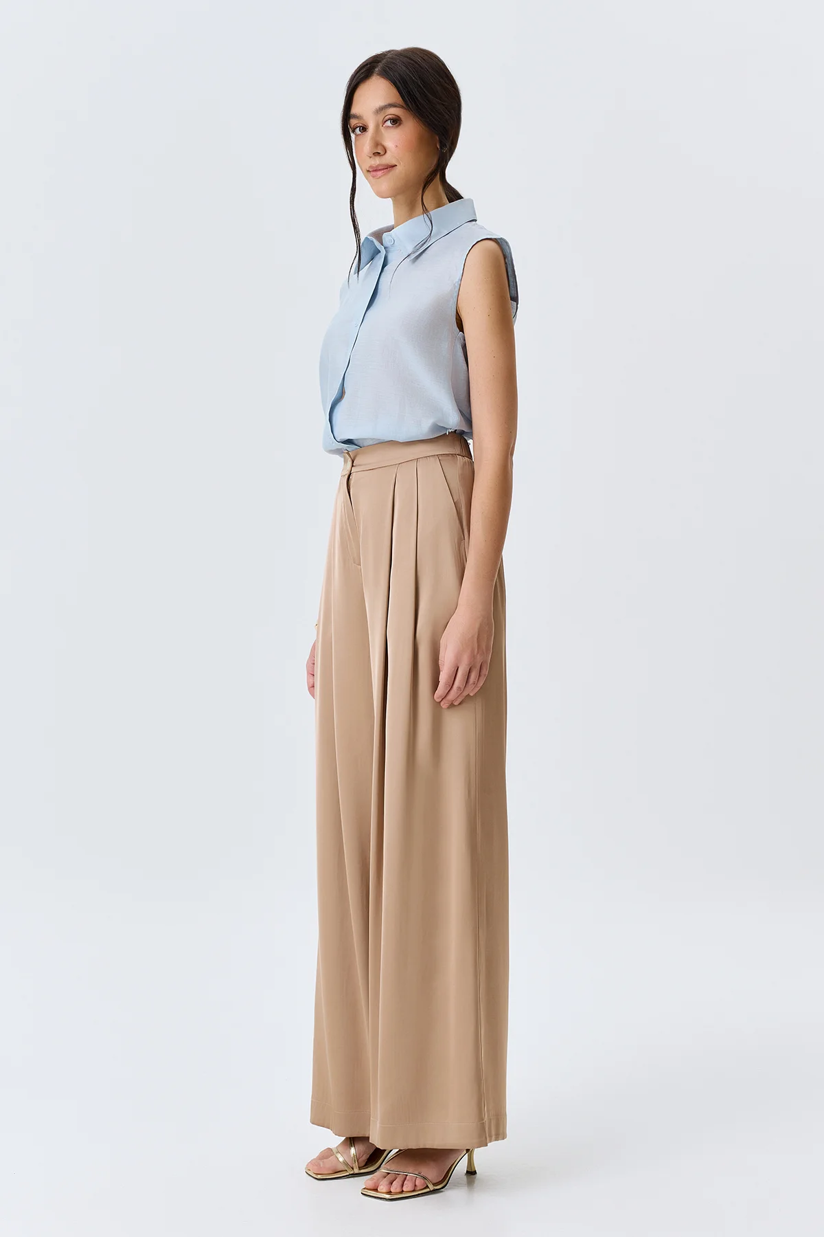 Сатиновые брюки палаццо, 42