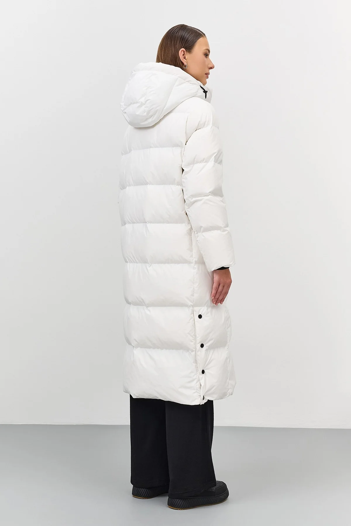 Длинный пуховик на натуральном утеплителе, 42