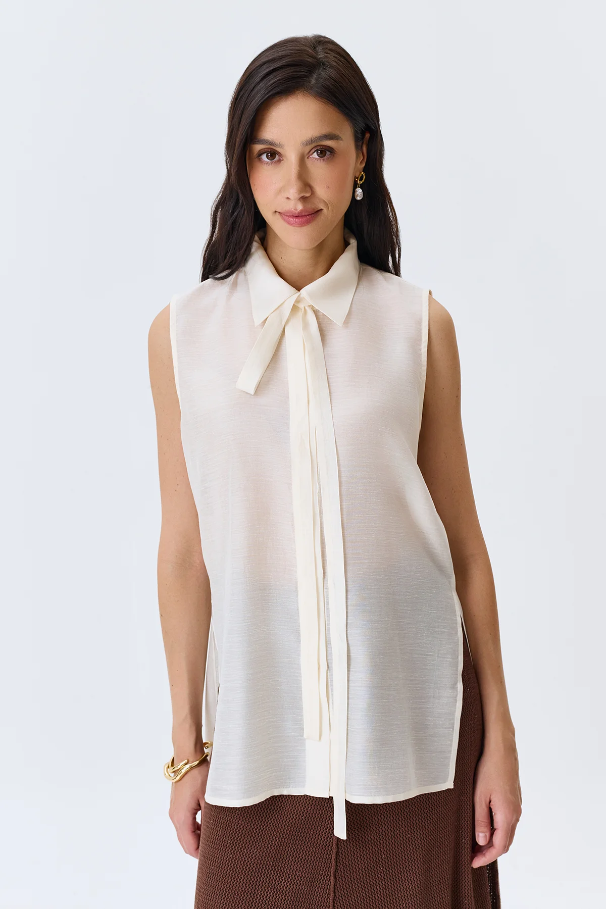 Полупрозрачная блузка из тенселя, 50