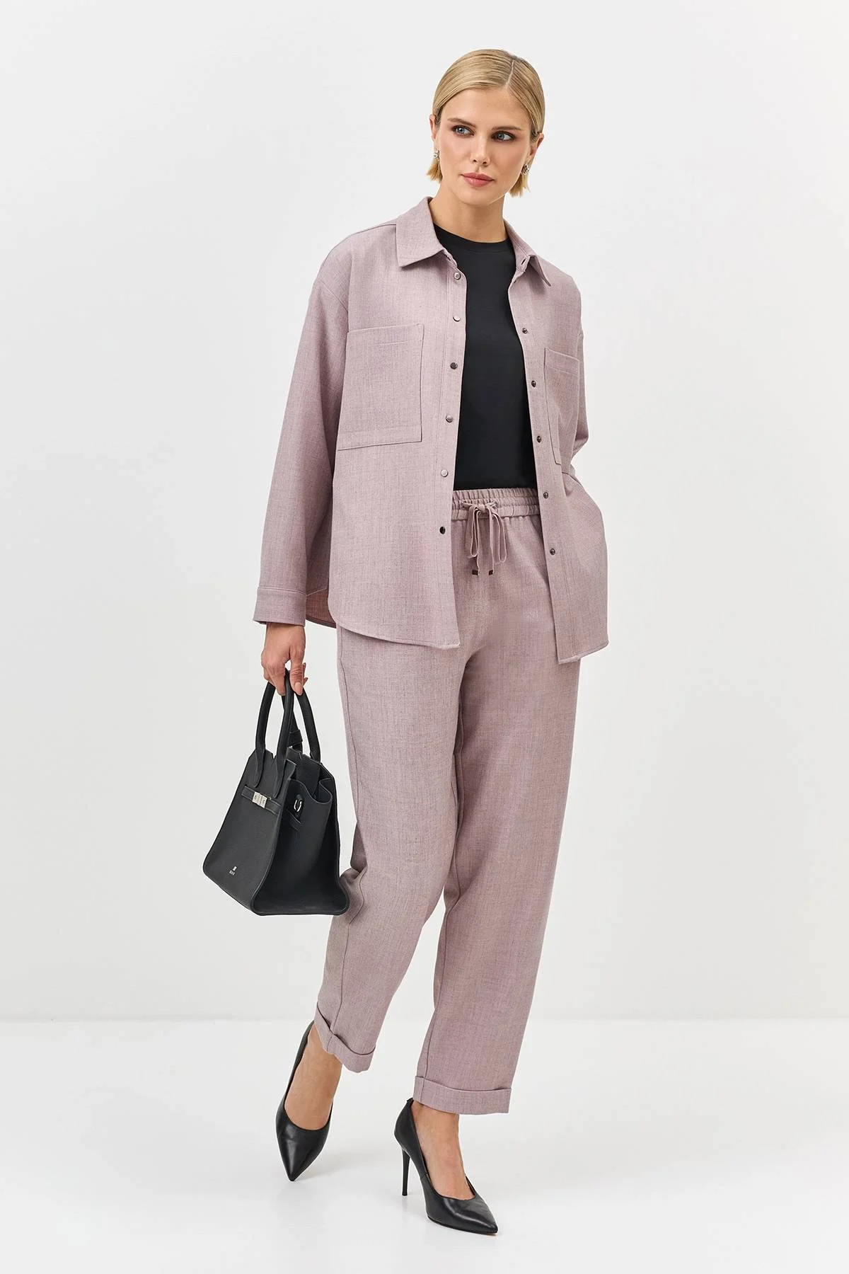 Свободная меланжевая рубашка, 36