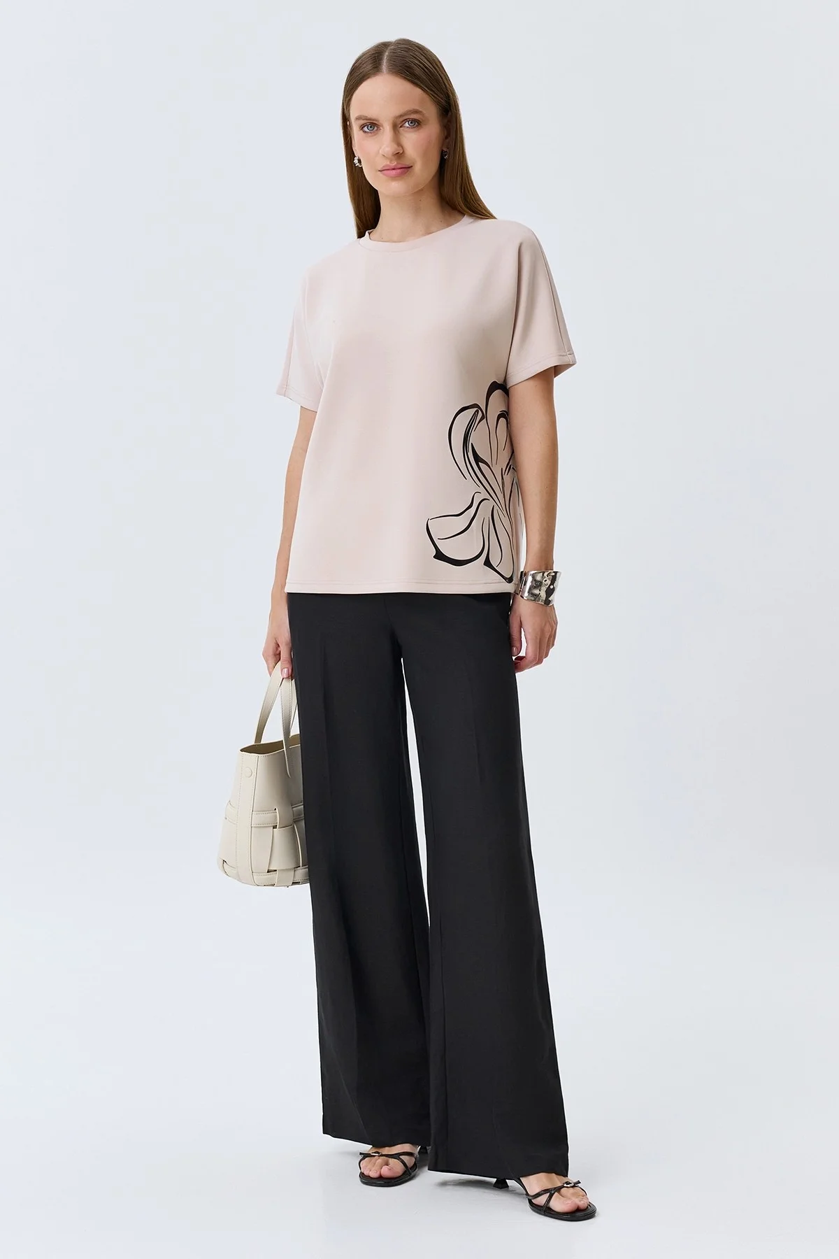 Джемпер из модала с графичным принтом, 36