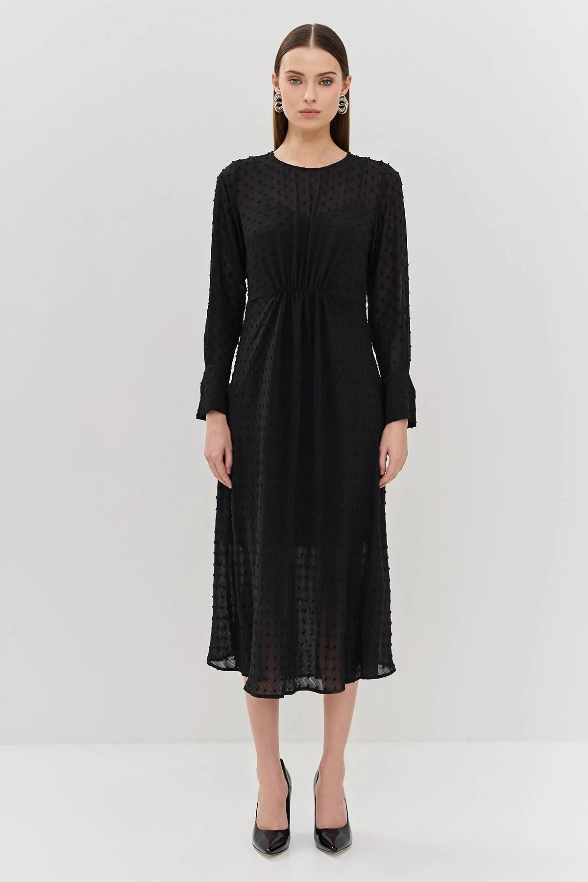 Лимитированая серия платье-миди в горошек с ремнем, 52