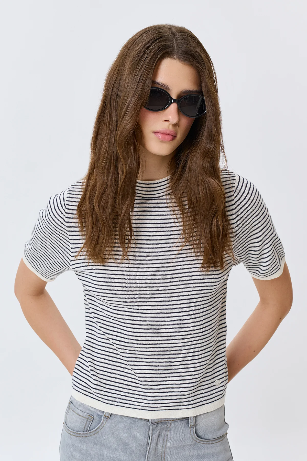 Джемпер в тонкую полоску, 46