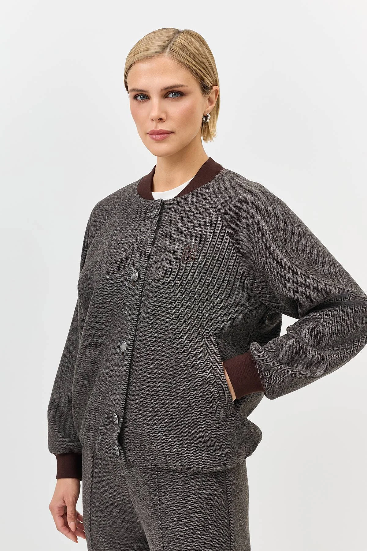 Лимитированная серия теплый бомбер с шерстью и ремень, 46