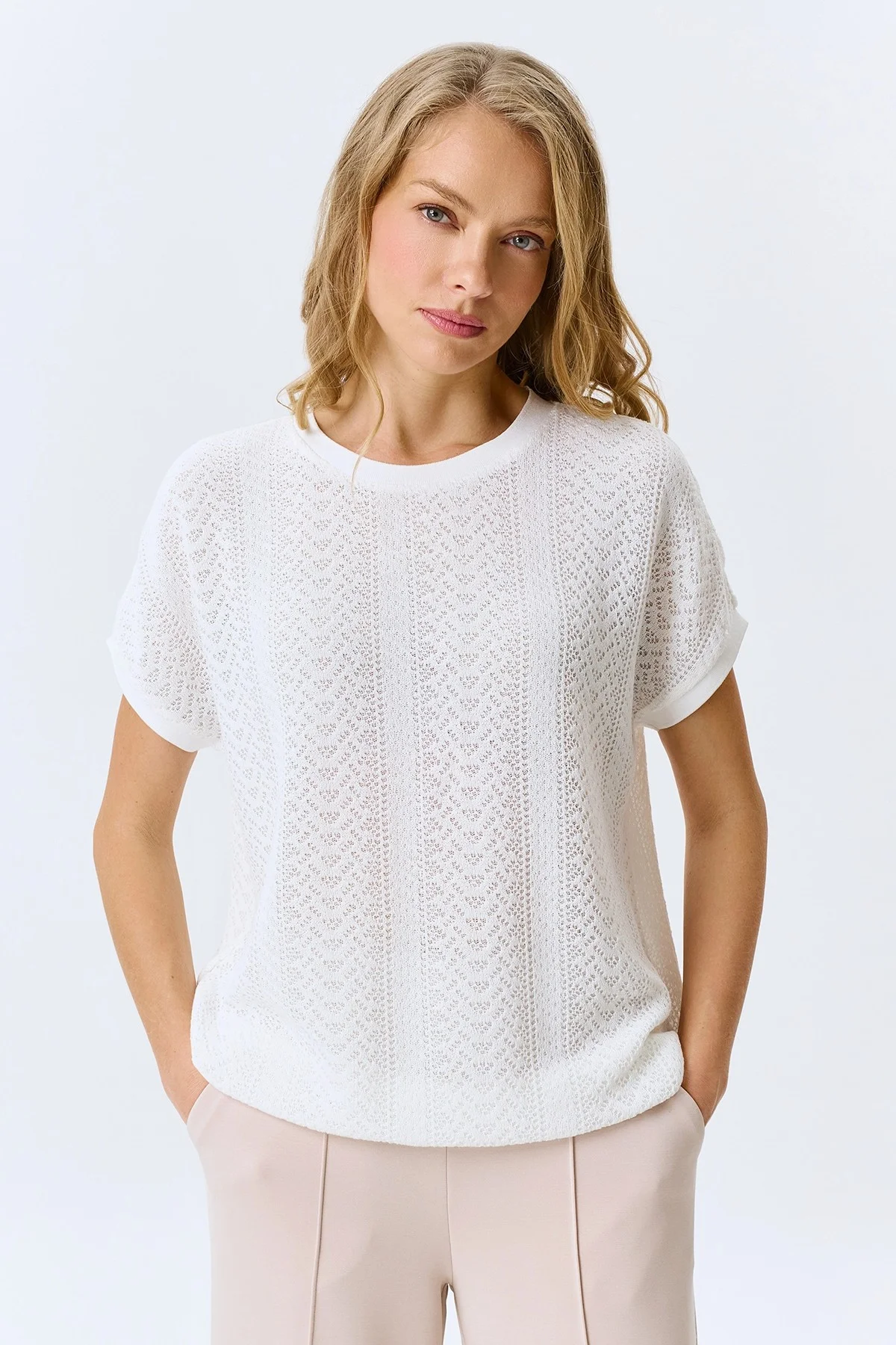 Ажурный вязаный джемпер, 46