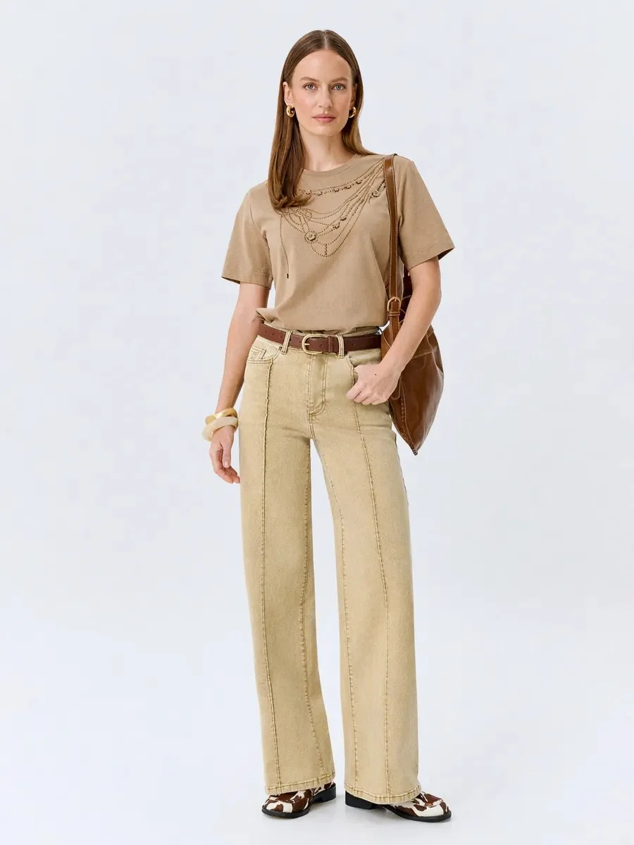 Джинсы Straight fit с простроченными стрелками, 42