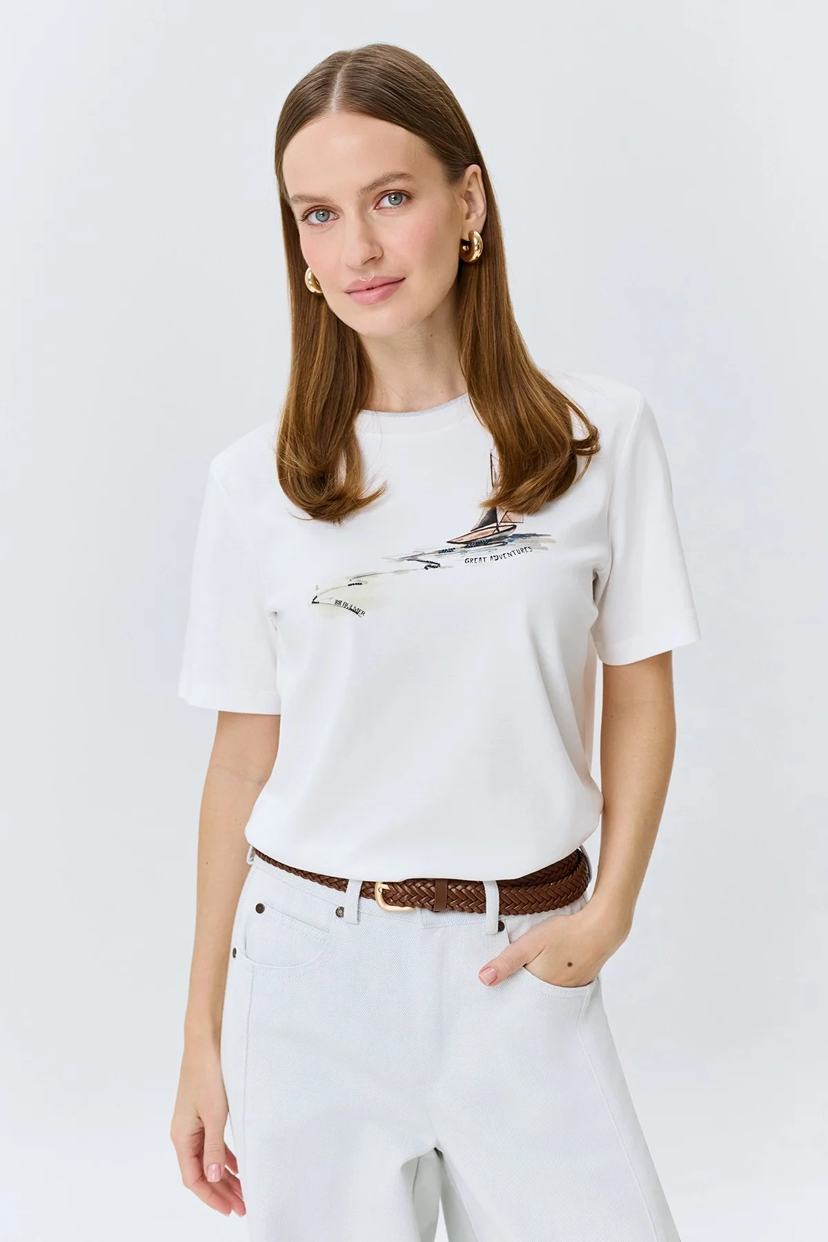 Футболка с принтом из хлопка, 42