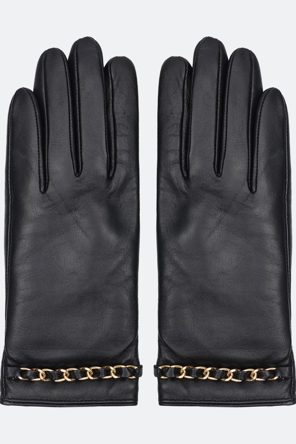 Перчатки из натуральной кожи с цепочками, 7,5