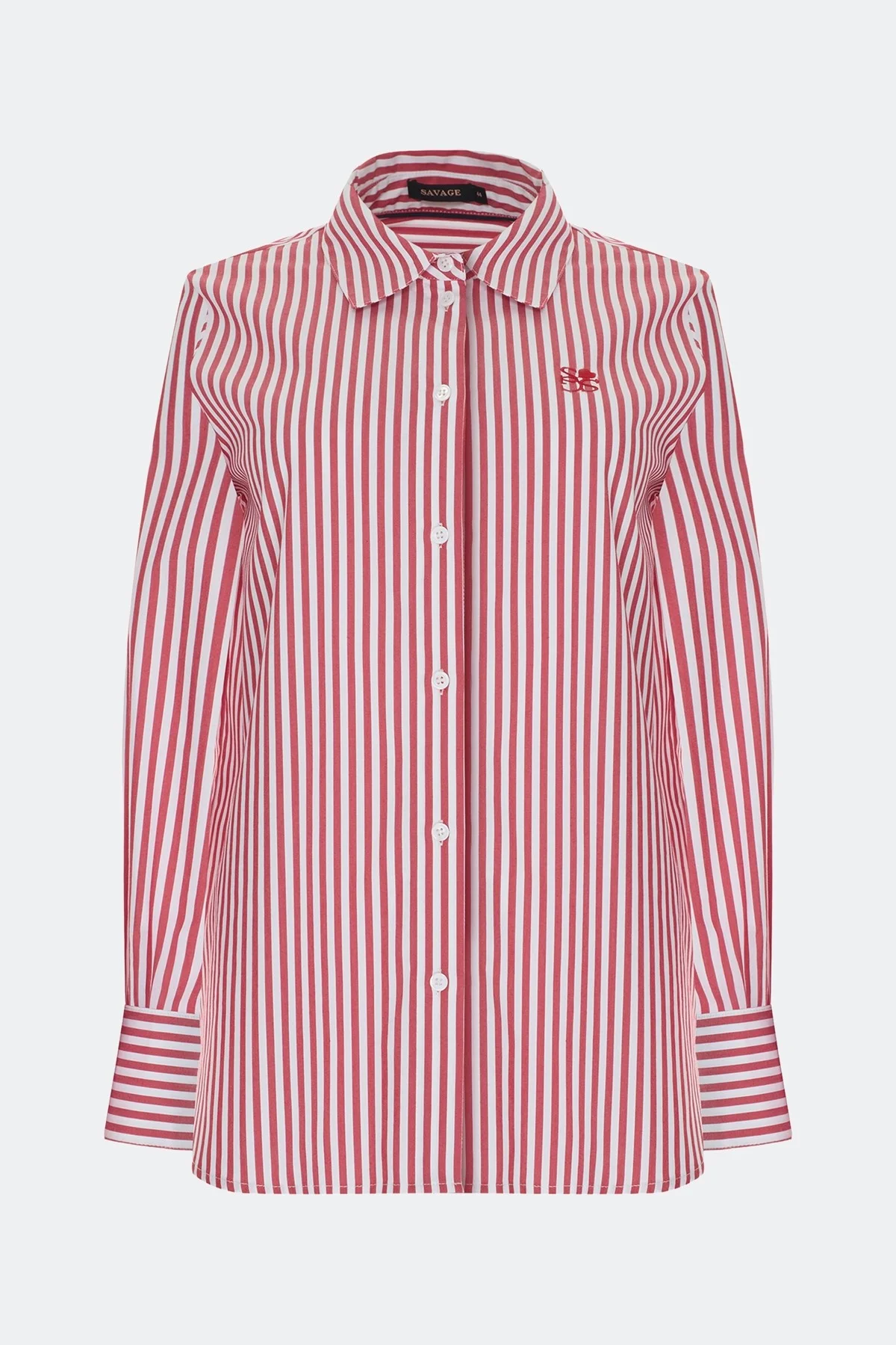 Яркая рубашка в полоску, 50