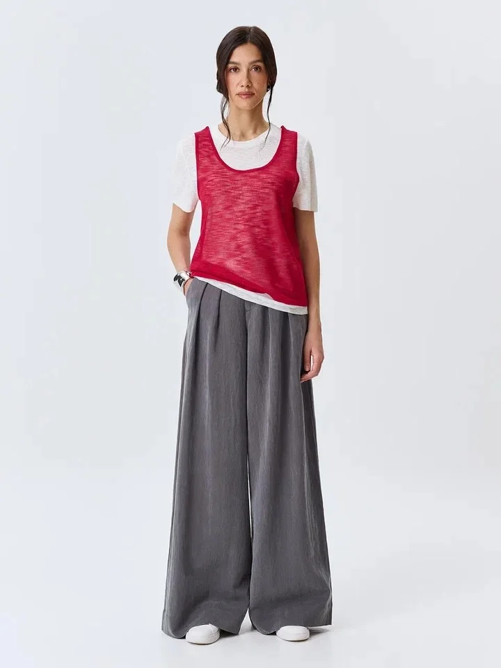 Джемпер тонкий вязаный с топом, 46