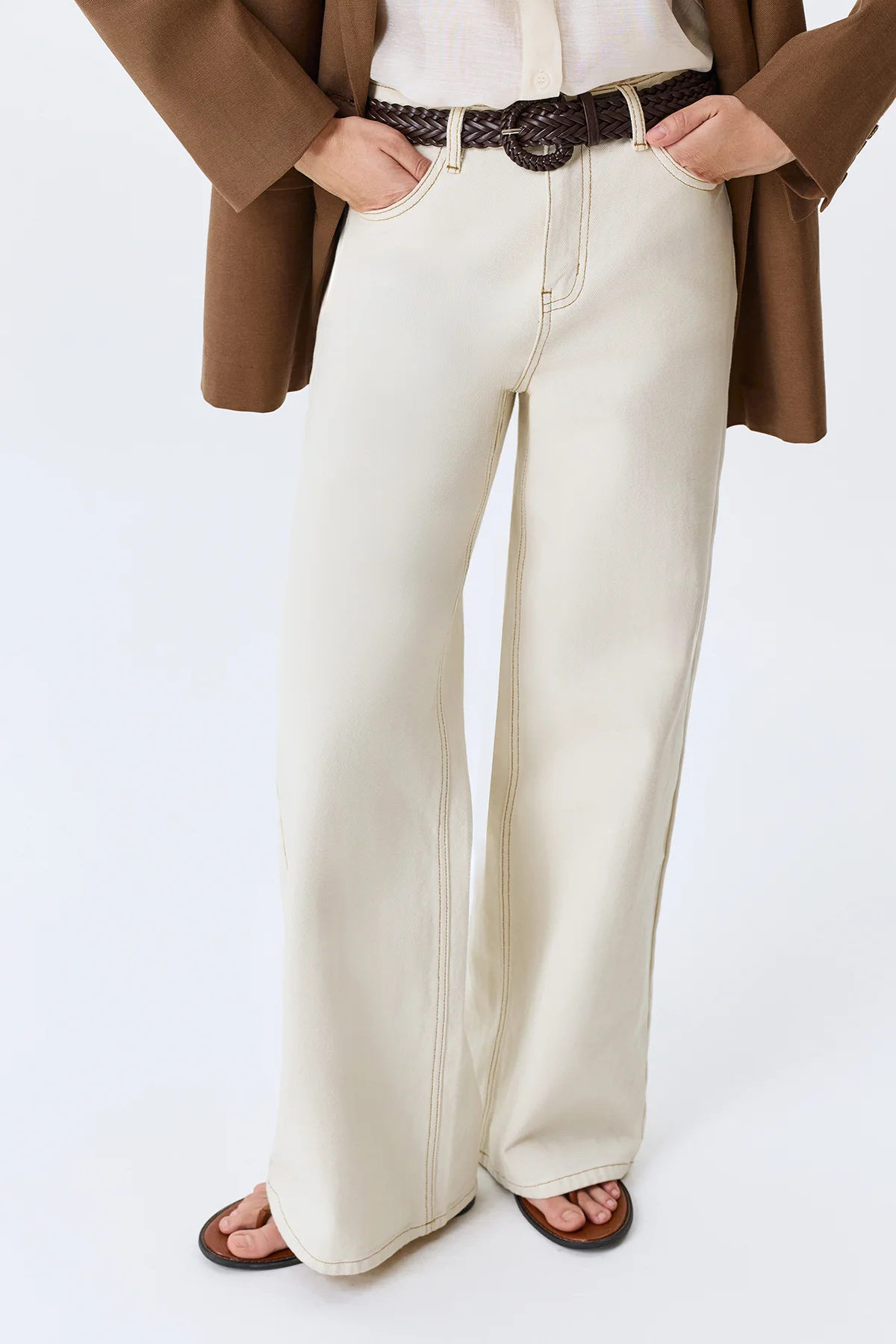 Плетеный ремень с узором "елочка", S