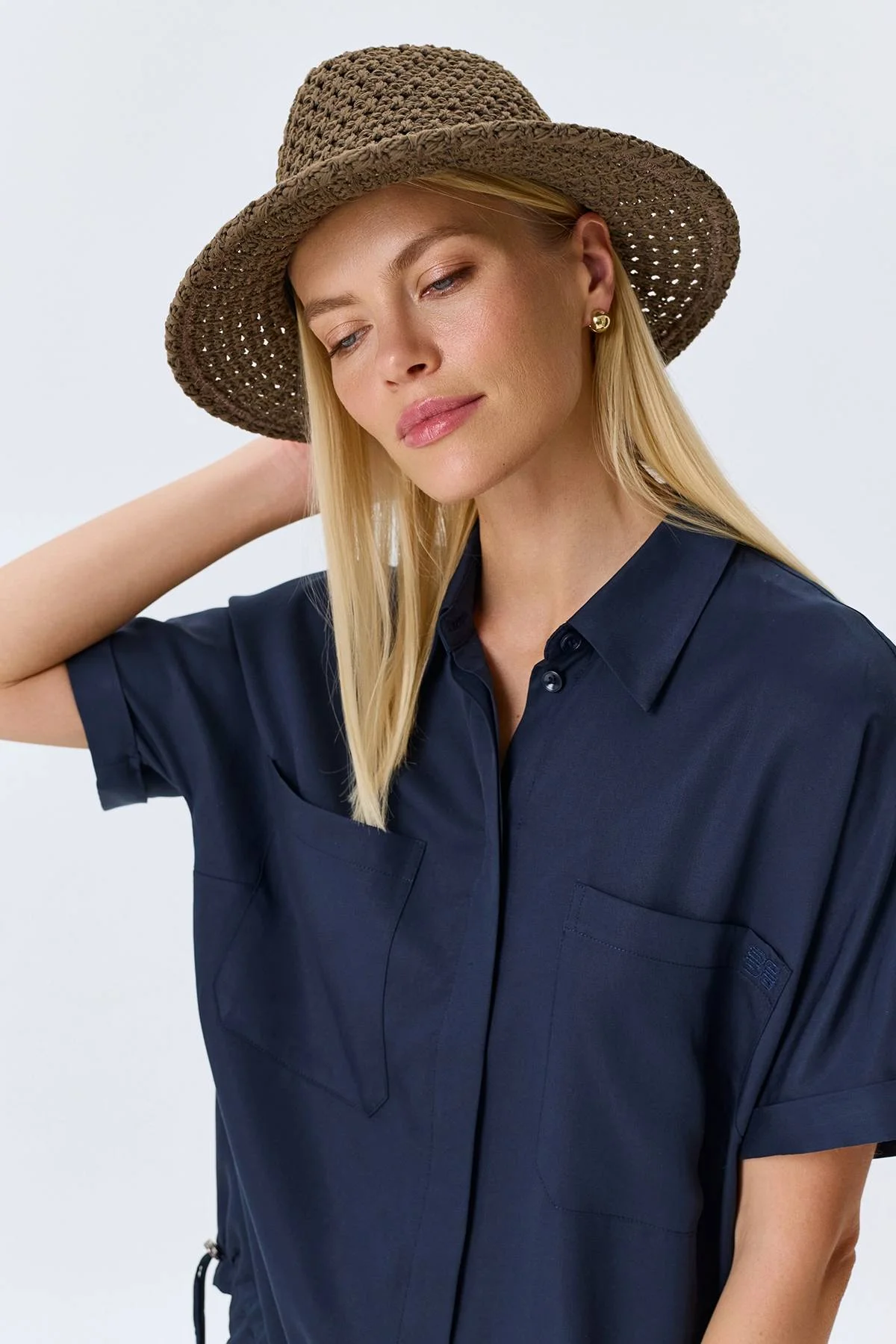 Плетеная федора с прямыми полями, One