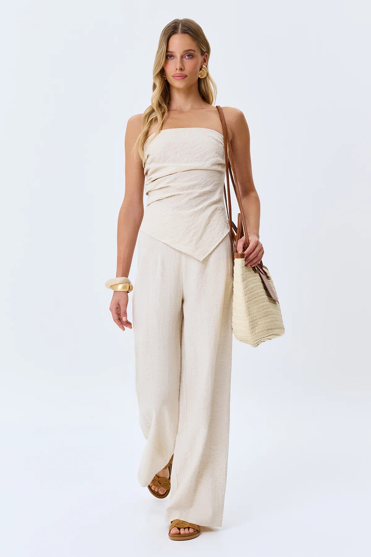 Топ бандо без лямок льняной, 44