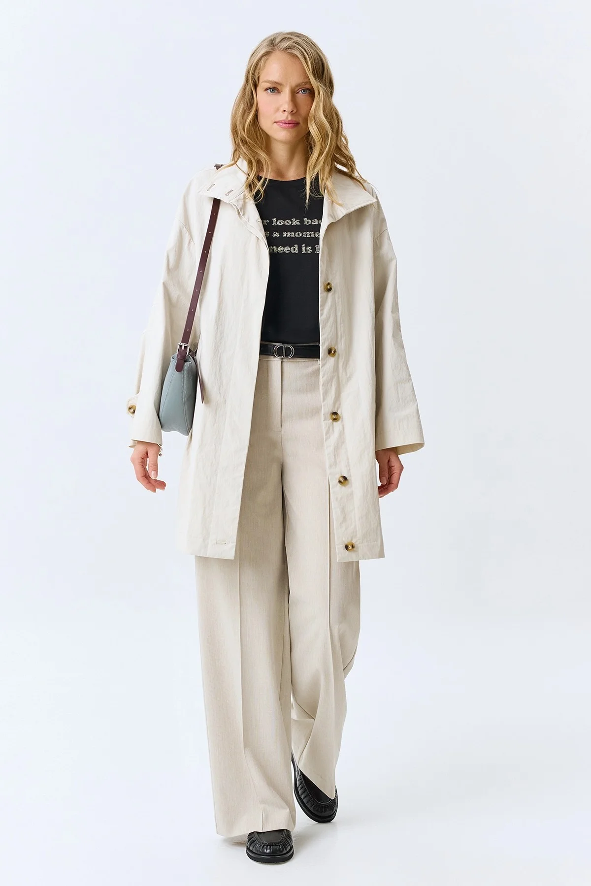 Укороченный плащ из смесового хлопка, 34