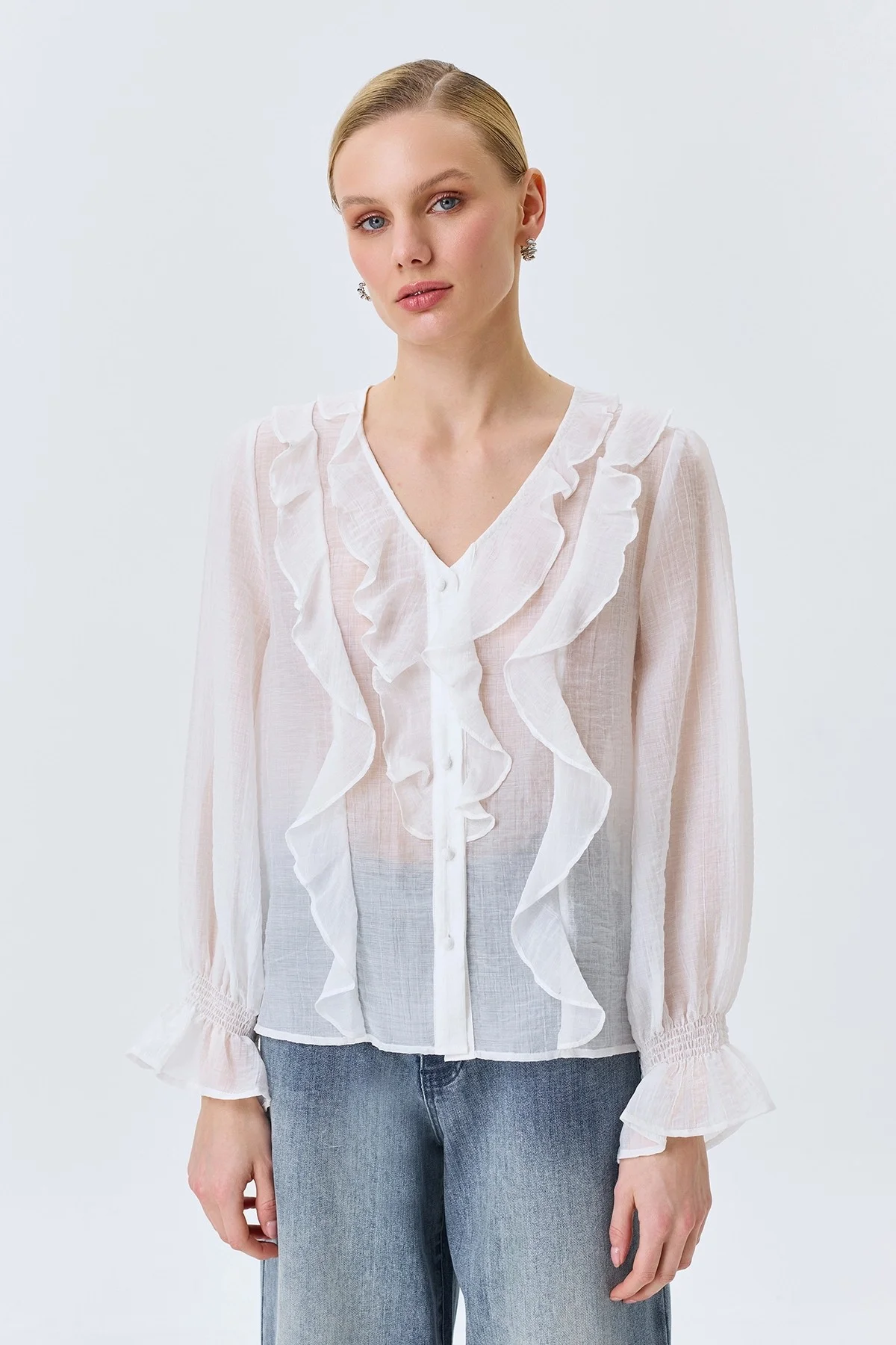 Романтичная блузка с воланами, 46
