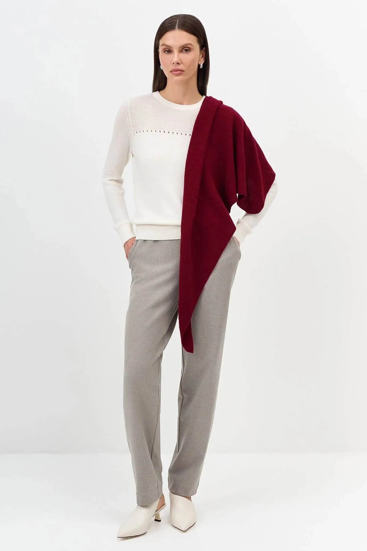 Джемпер с ажурным декором, 38