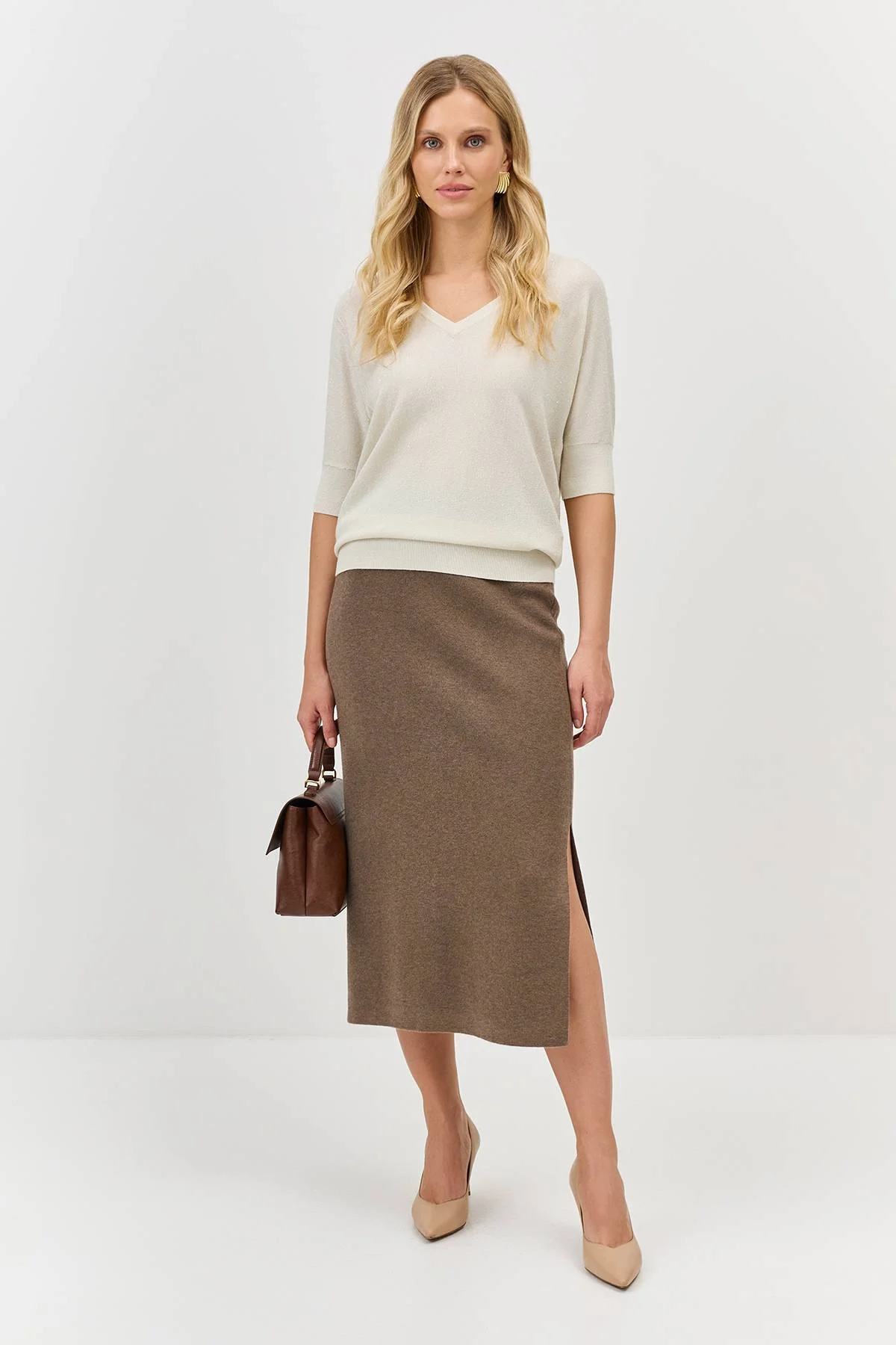 Лимитированная серия черный мерцающий джемпер с шелком и ремень