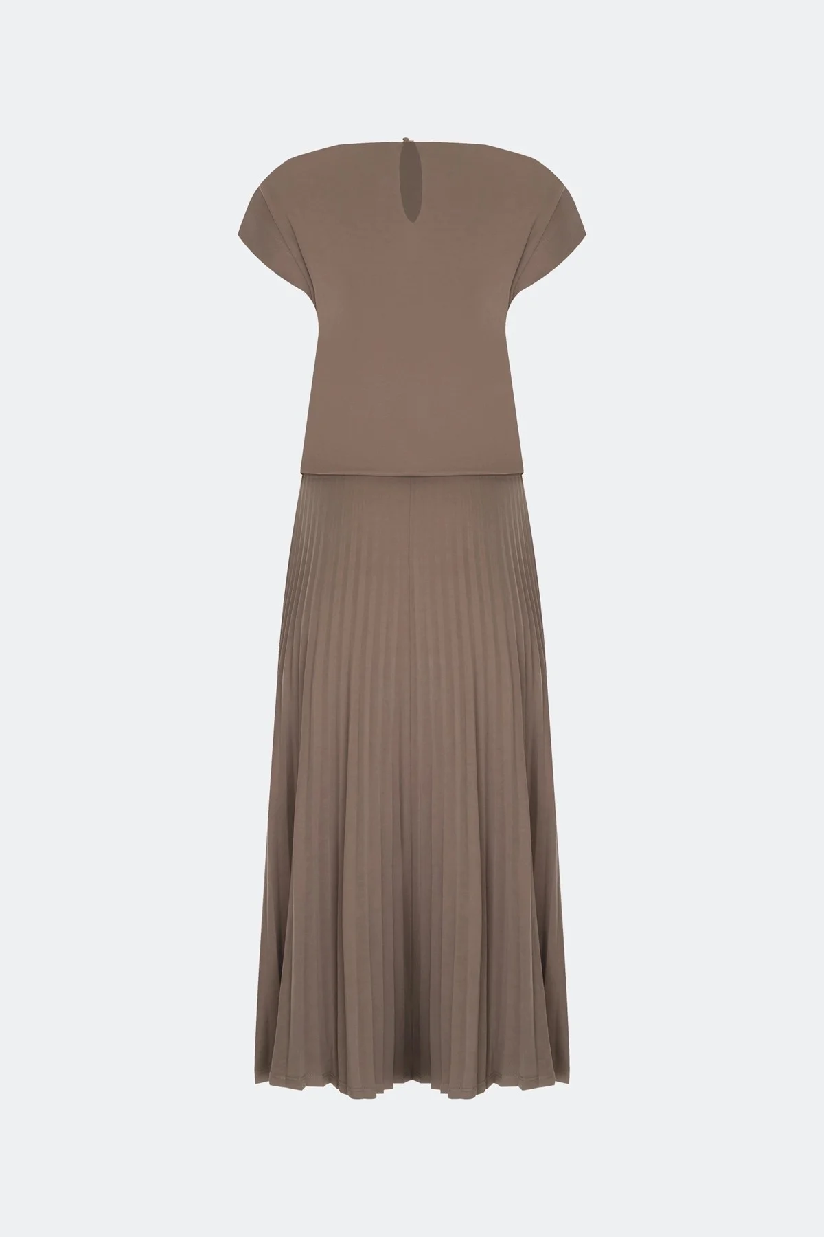 Трикотажное платье с драпировкой и юбкой плиссе, 44