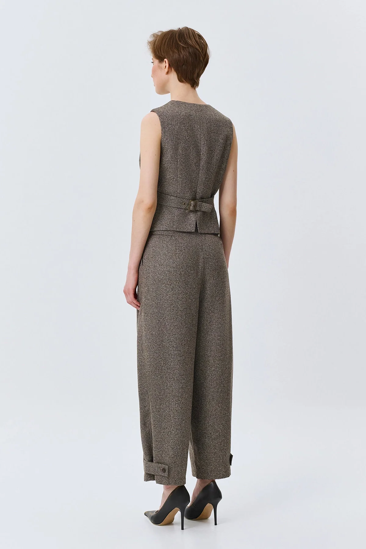 Брюки коричневые с узором Herringbone, 44