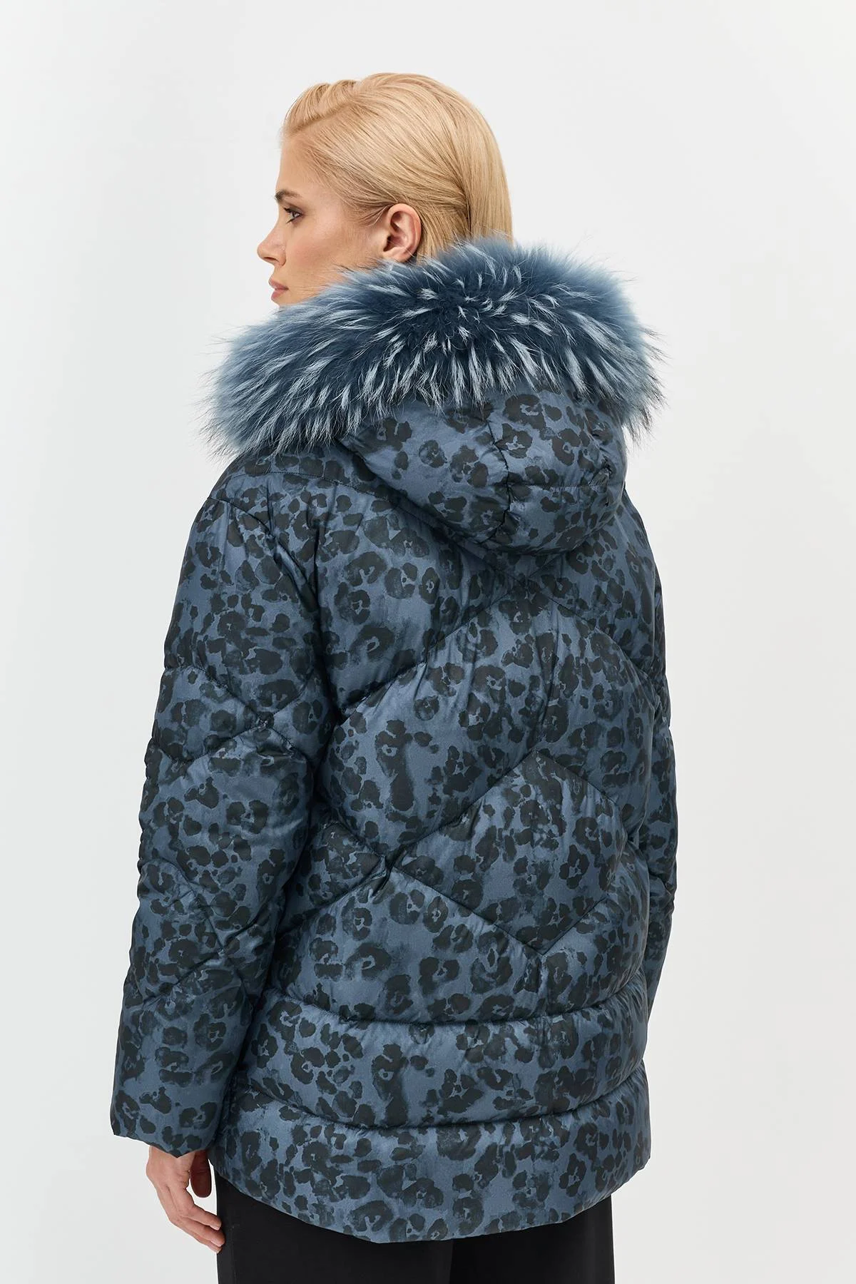 Куртка с принтом и меховой опушкой, 38
