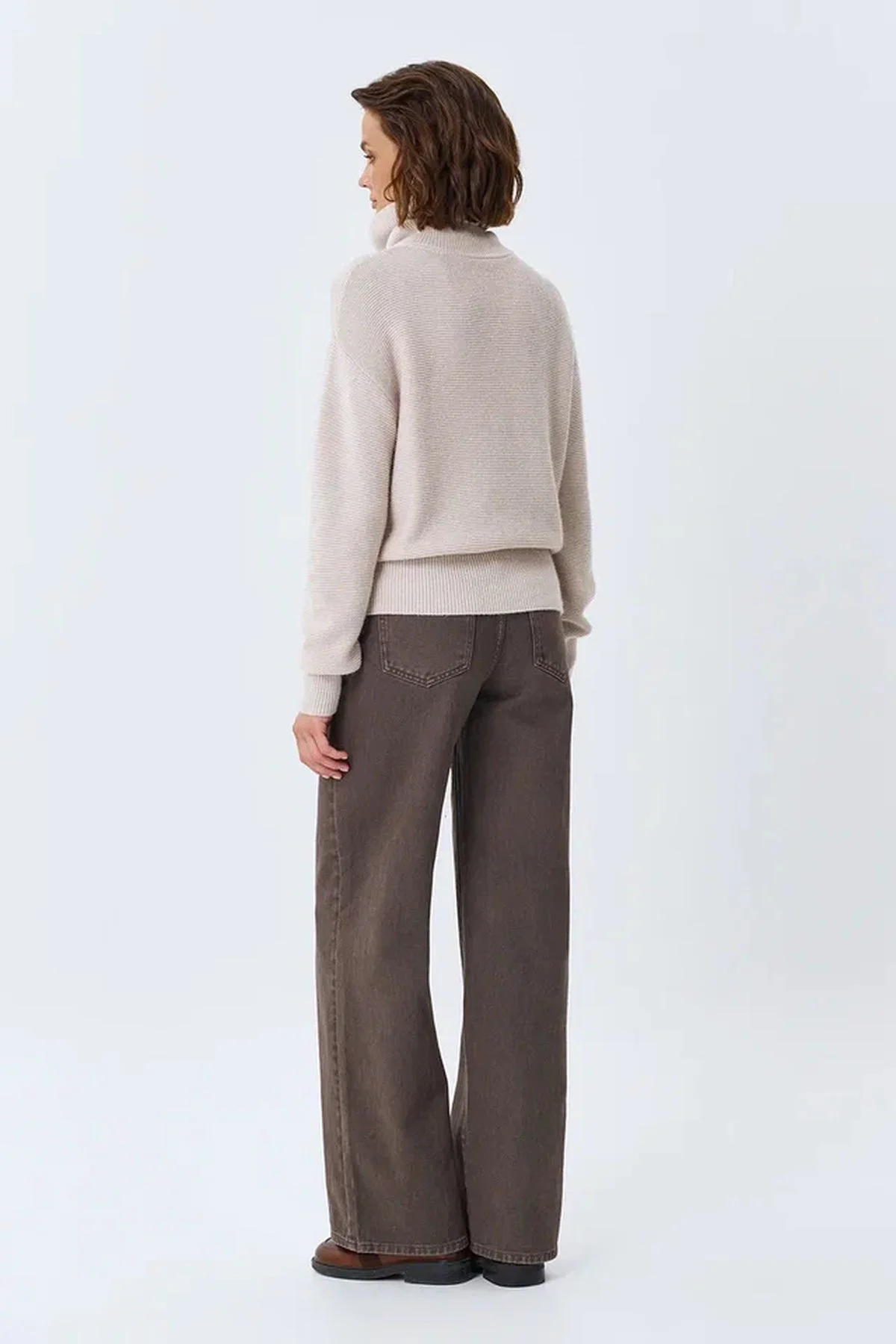 Кофейные джинсы "Wide leg", 52