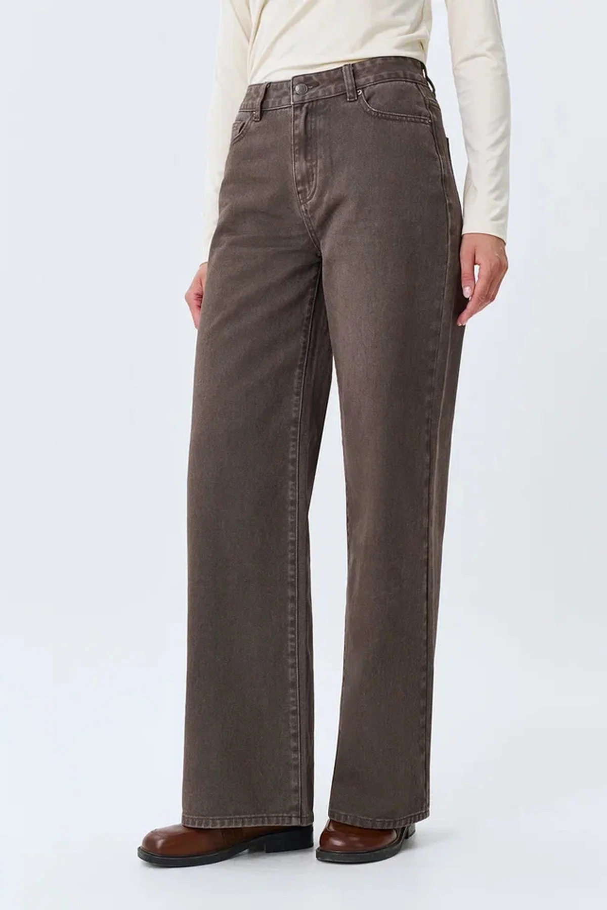 Кофейные джинсы "Wide leg", 52