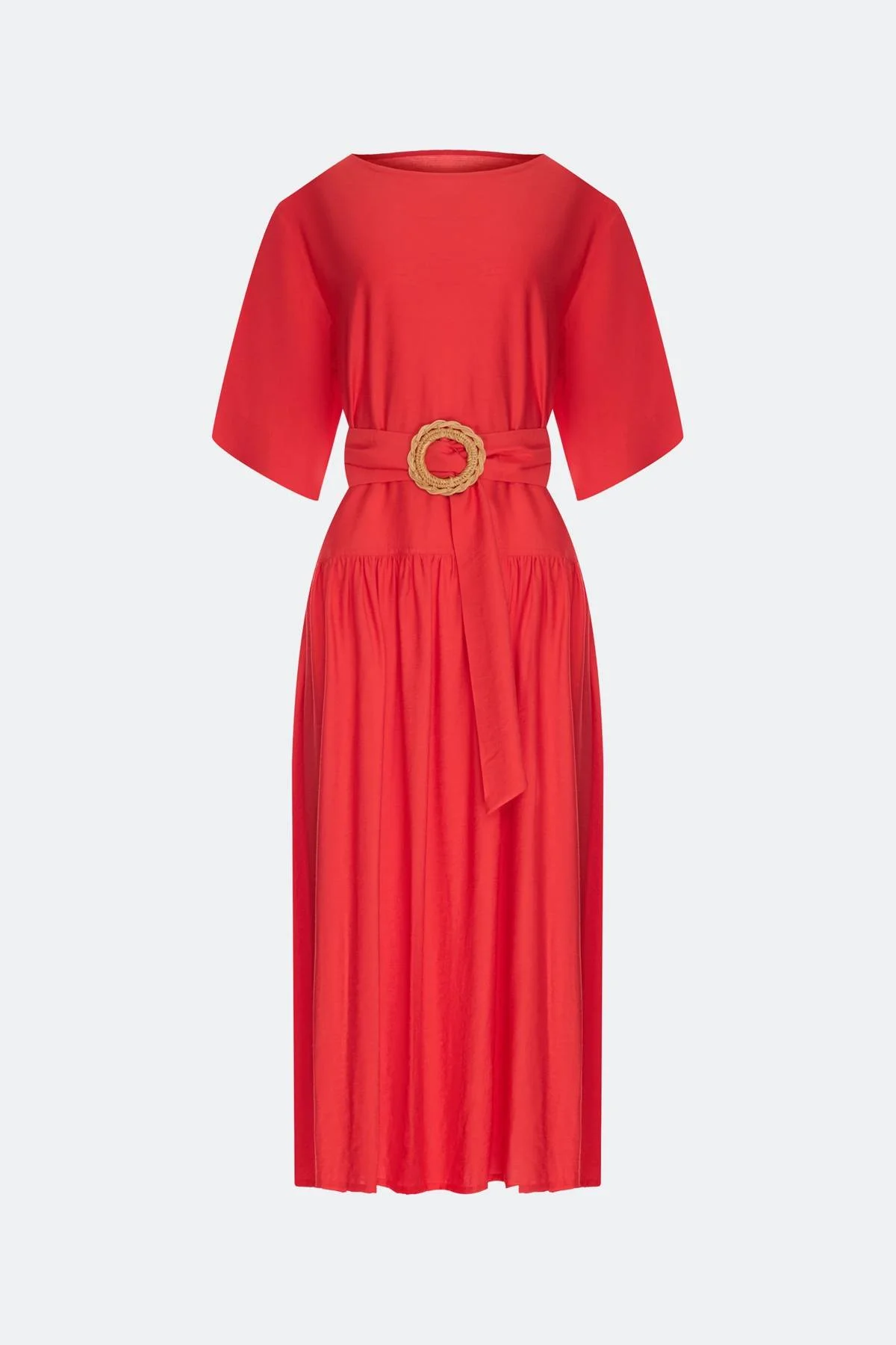 Платье из тенселя с акцентным поясом, 44