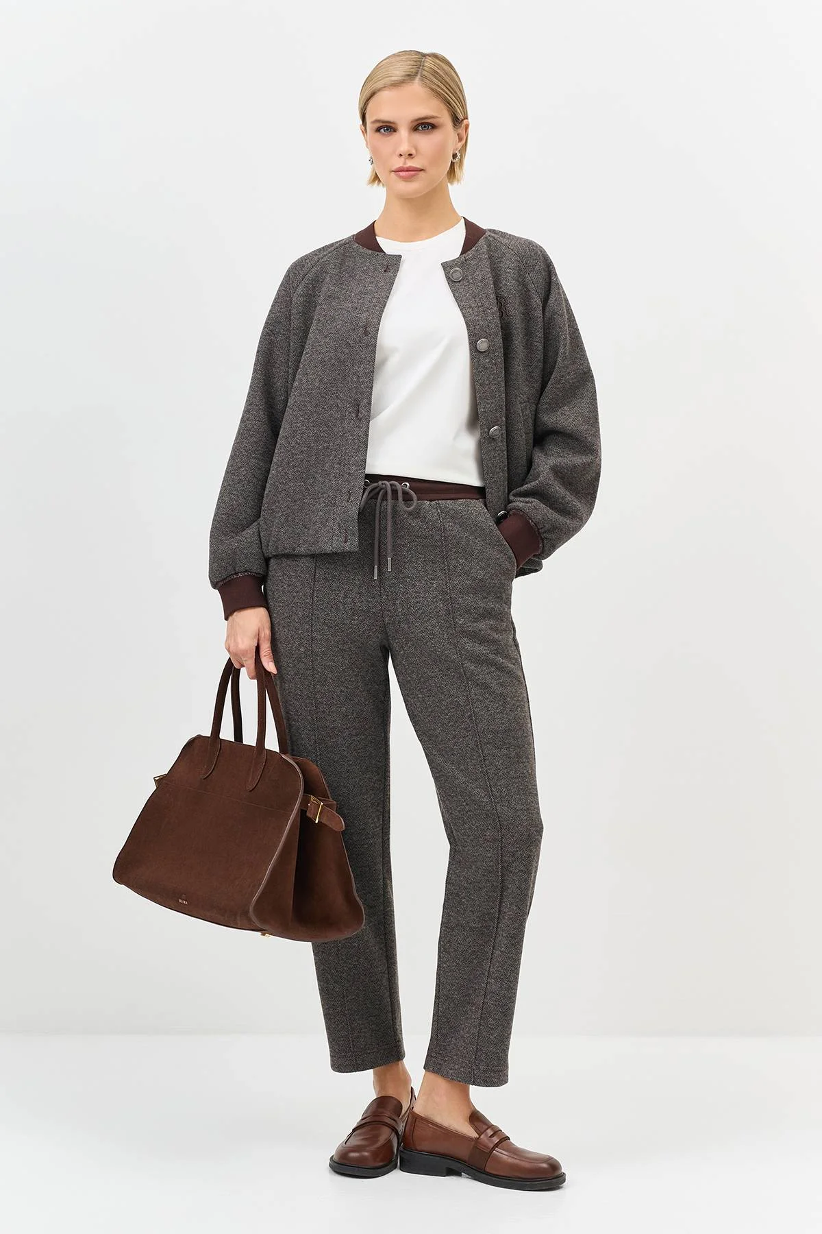 Лимитированная серия теплый бомбер с шерстью и ремень, 42