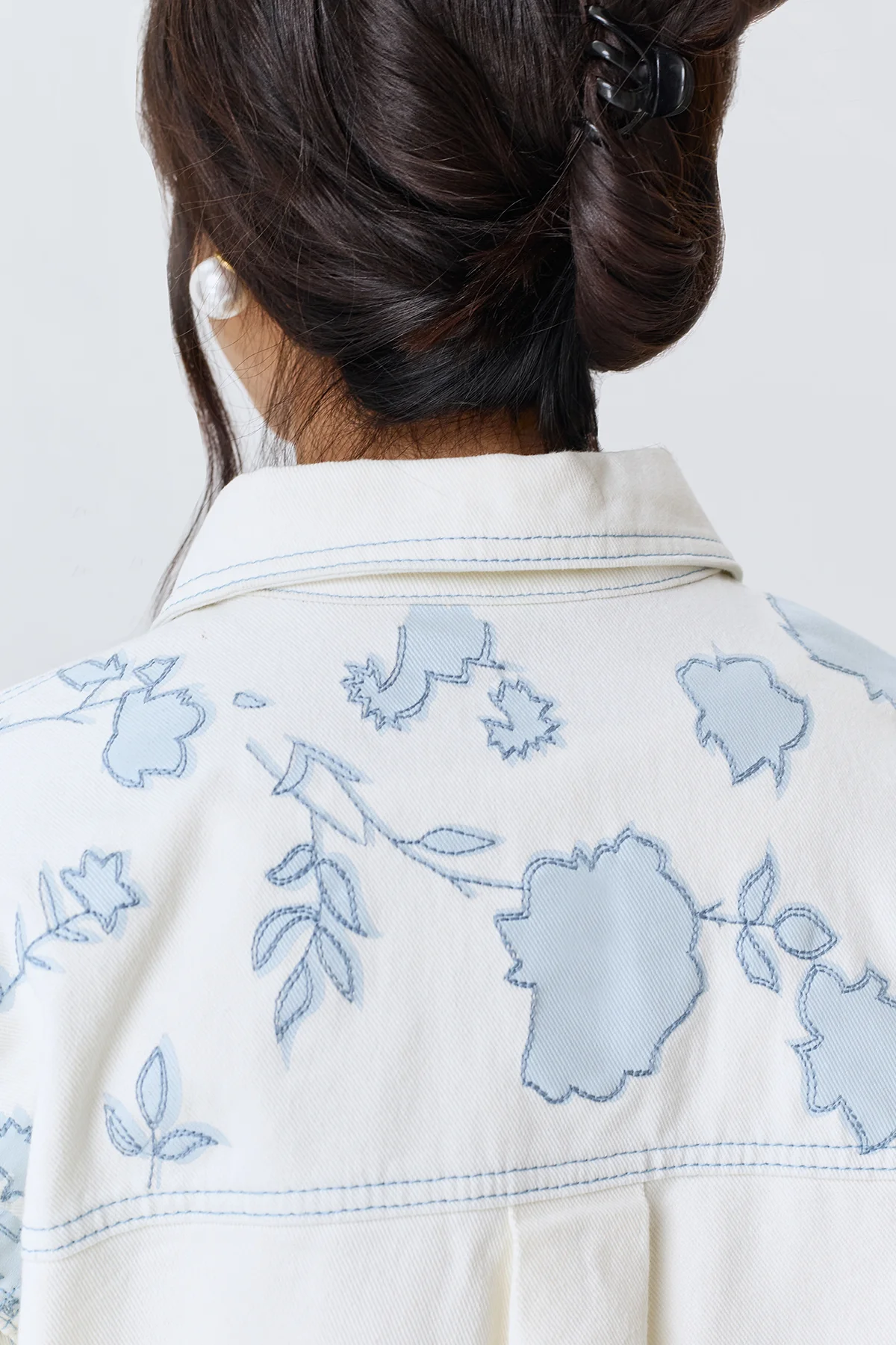 Джинсовый жакет с цветочным принтом, 44