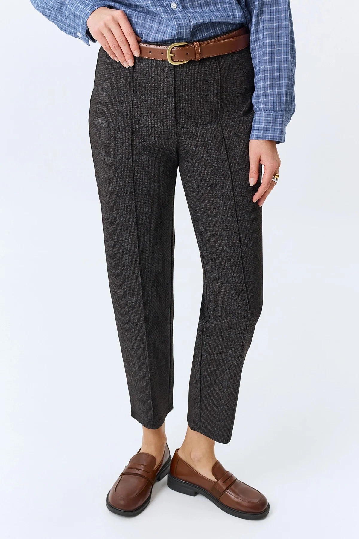 Классические брюки в клетку, 38