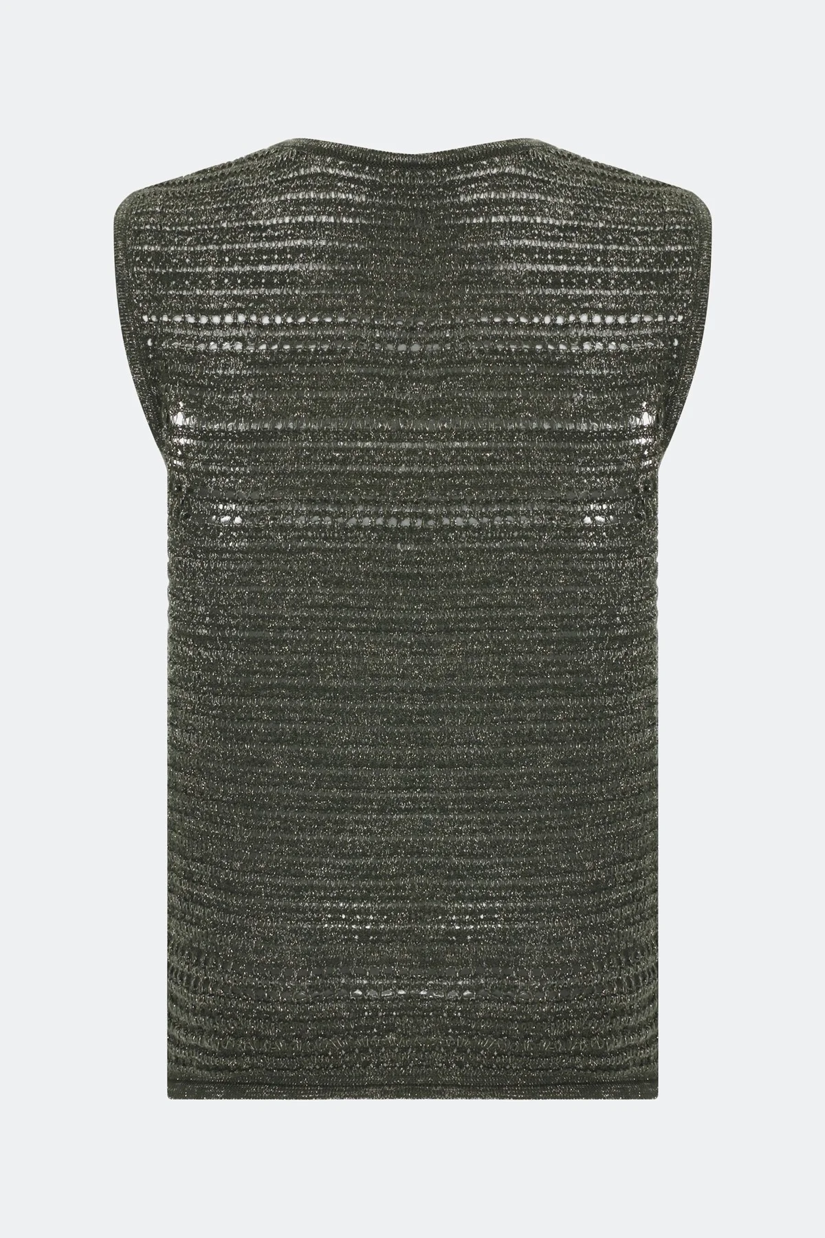 Ажурный топ с люрексом в цвете хаки, 44