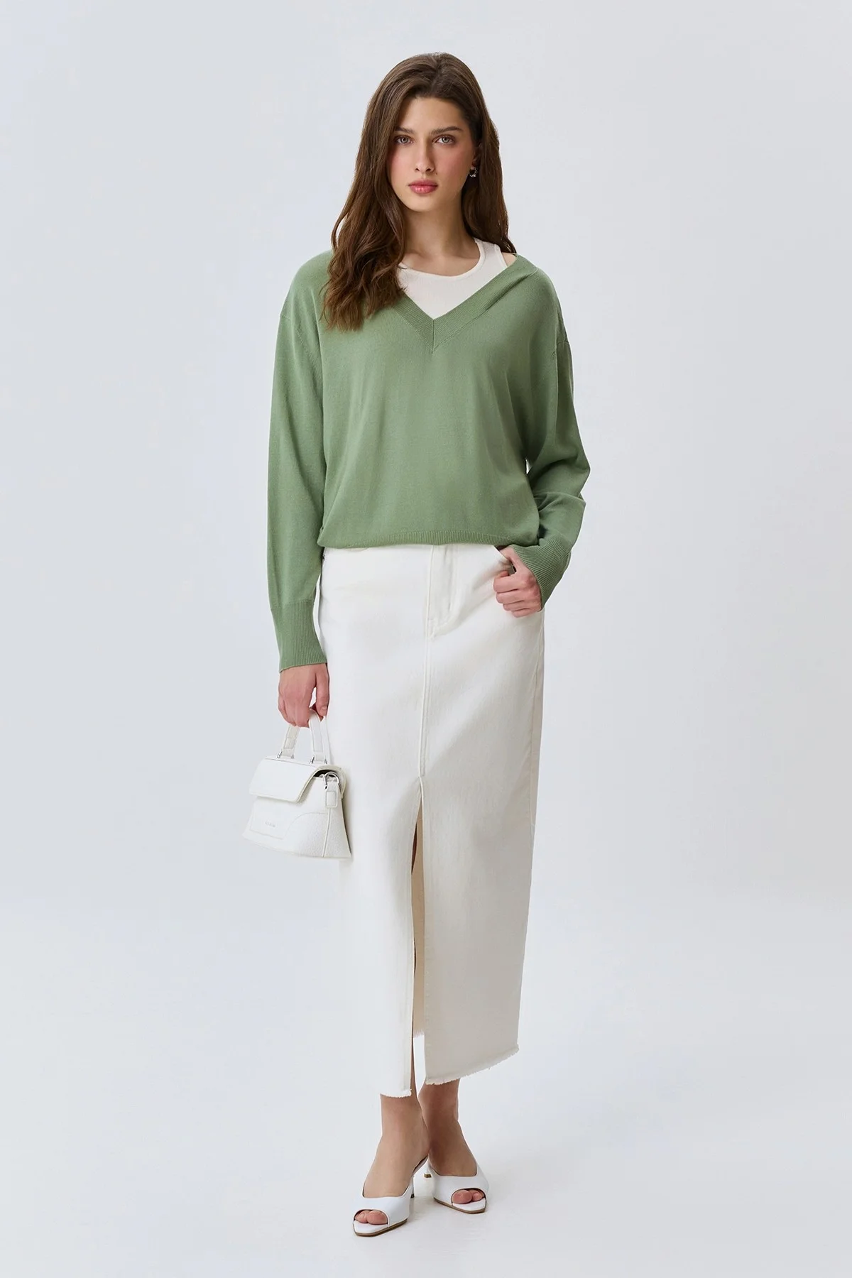 Джемпер с имитацией многослойности, 46