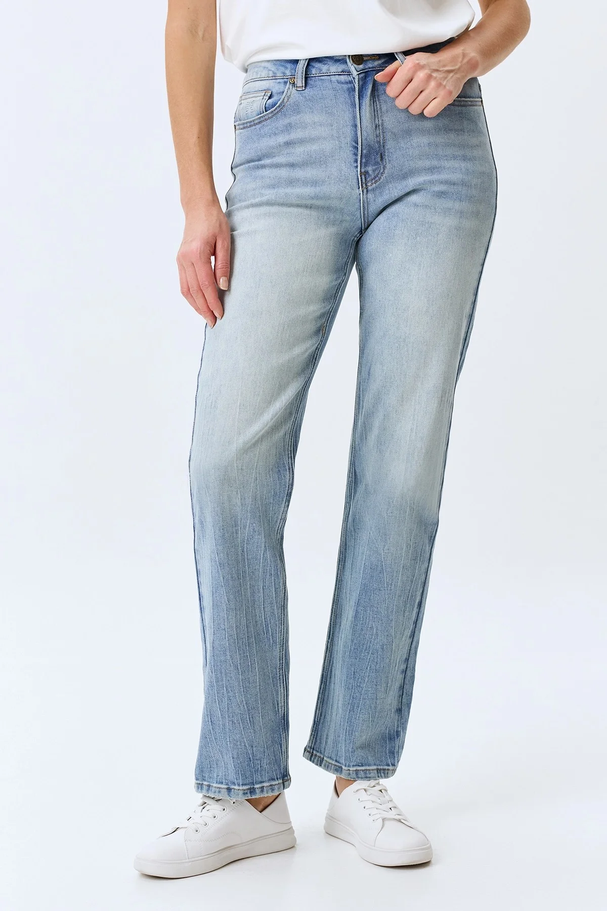 Джинсы Straight fit с мраморной варкой, 34