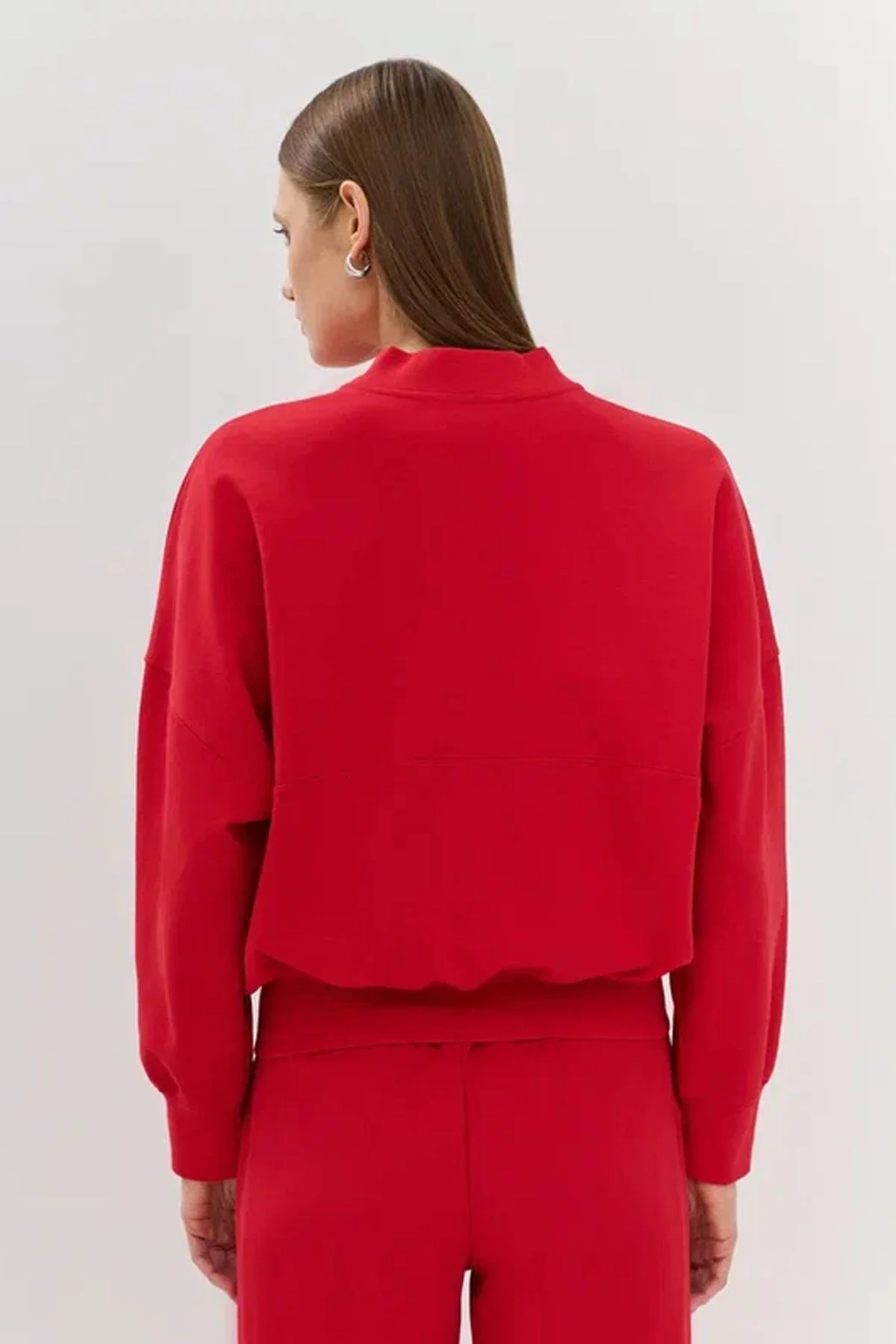 Трикотажный Oversize жакет из смесового хлопка в красном цвете, 48р