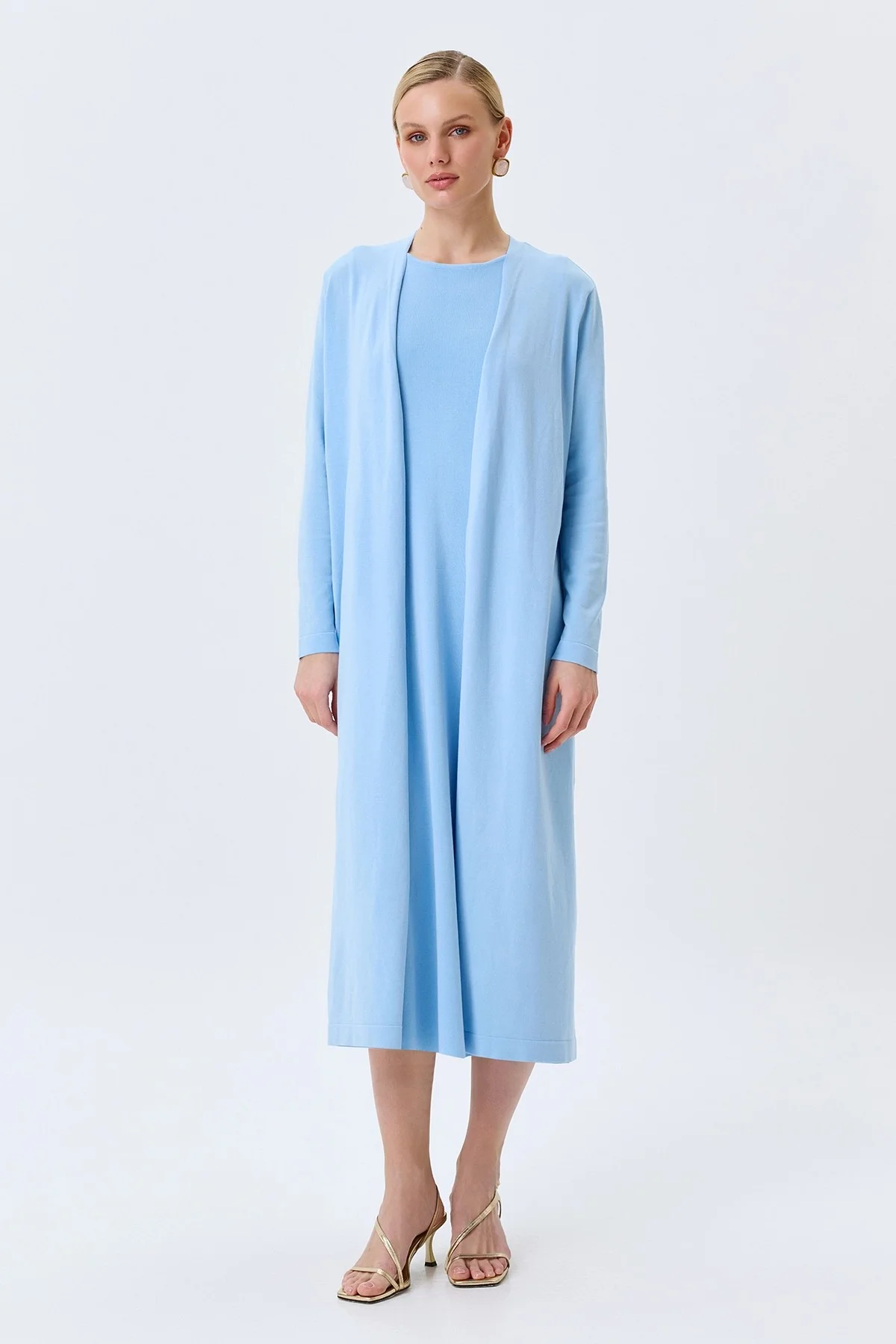 Голубой вязаный кардиган из лиоцелла, 50